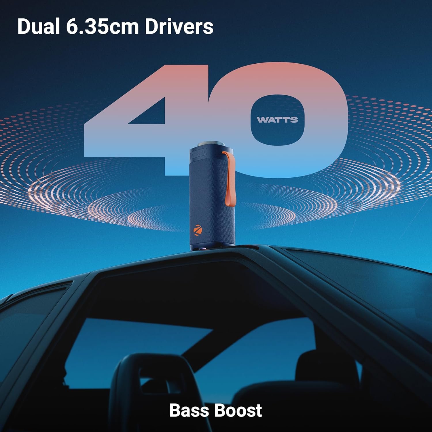 Zebronics Portable BT Speaker, 40W, Upto 6Hrs Playback, Dual 6.35cm Drivers, Passive Radiators, TWS, Type-C Charging, mSD, AUX, IPX5 Water Resistant, Voice Assistant Support (Sound Feast 250, Blue) - Image 3