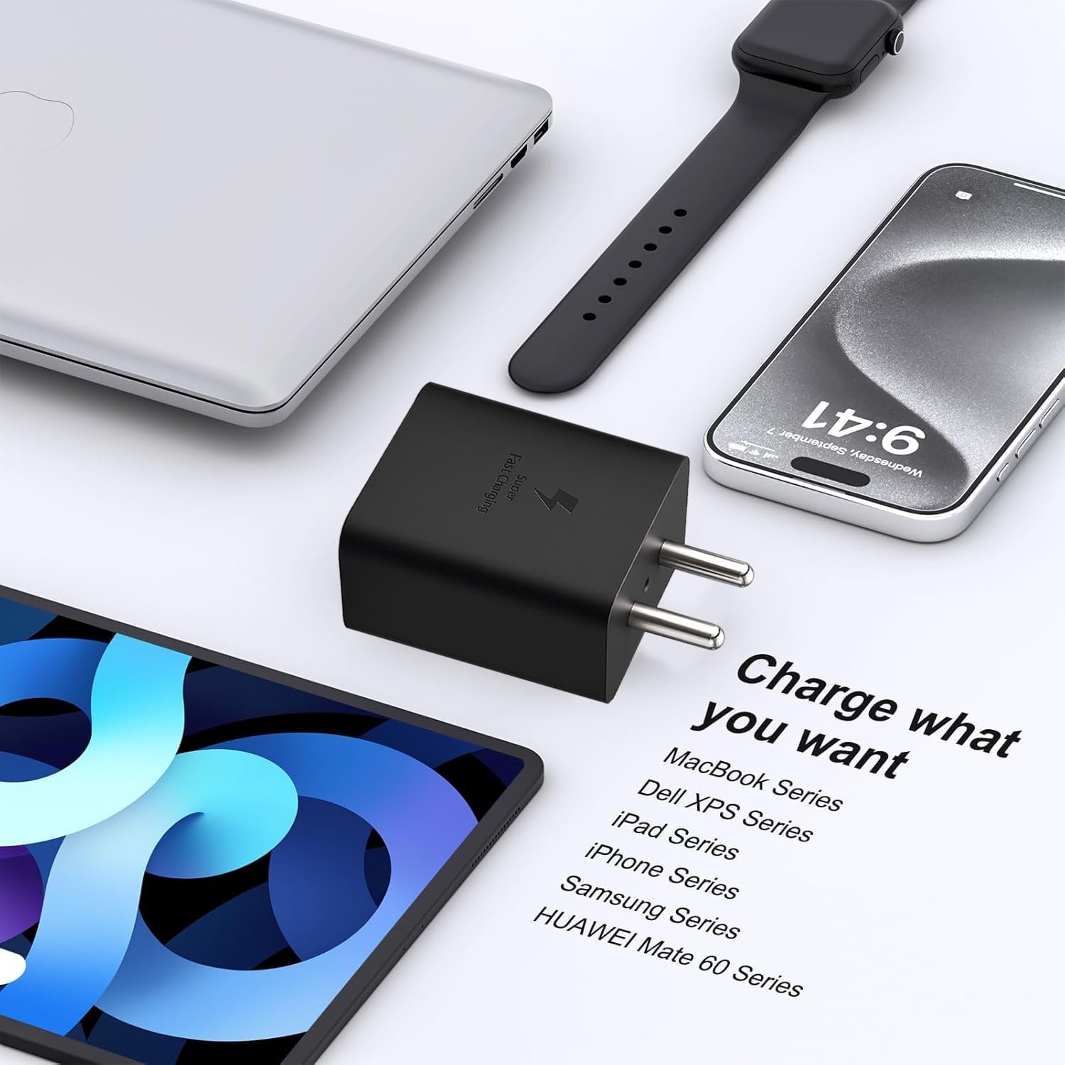 65W 3-Port Type C and Type A Super Fast Charging Wall Charger, GaN Trio Adapter for Samsung Galaxy S23 Ultra/S23/S23+/S22/S22 Ultra/S22+/S21 Fe 5G/S20 Ultra/Z Fold 5/4/3/ Z Flip 5/4/3Earbuds/laptops - Image 8