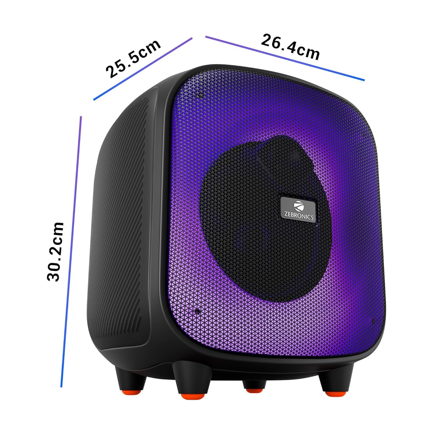 ZEBRONICS Sound Feast 800,Portable Party Bluetooth Speaker,55 Watts,6 Hours Playback,6.5 inch Powerful Driver,Wireless MIC,Karaoke,Mobile Holder,RGB,TWS | USB | AUX | 6.3mm MIC,Deep Bass,Black - Image 4