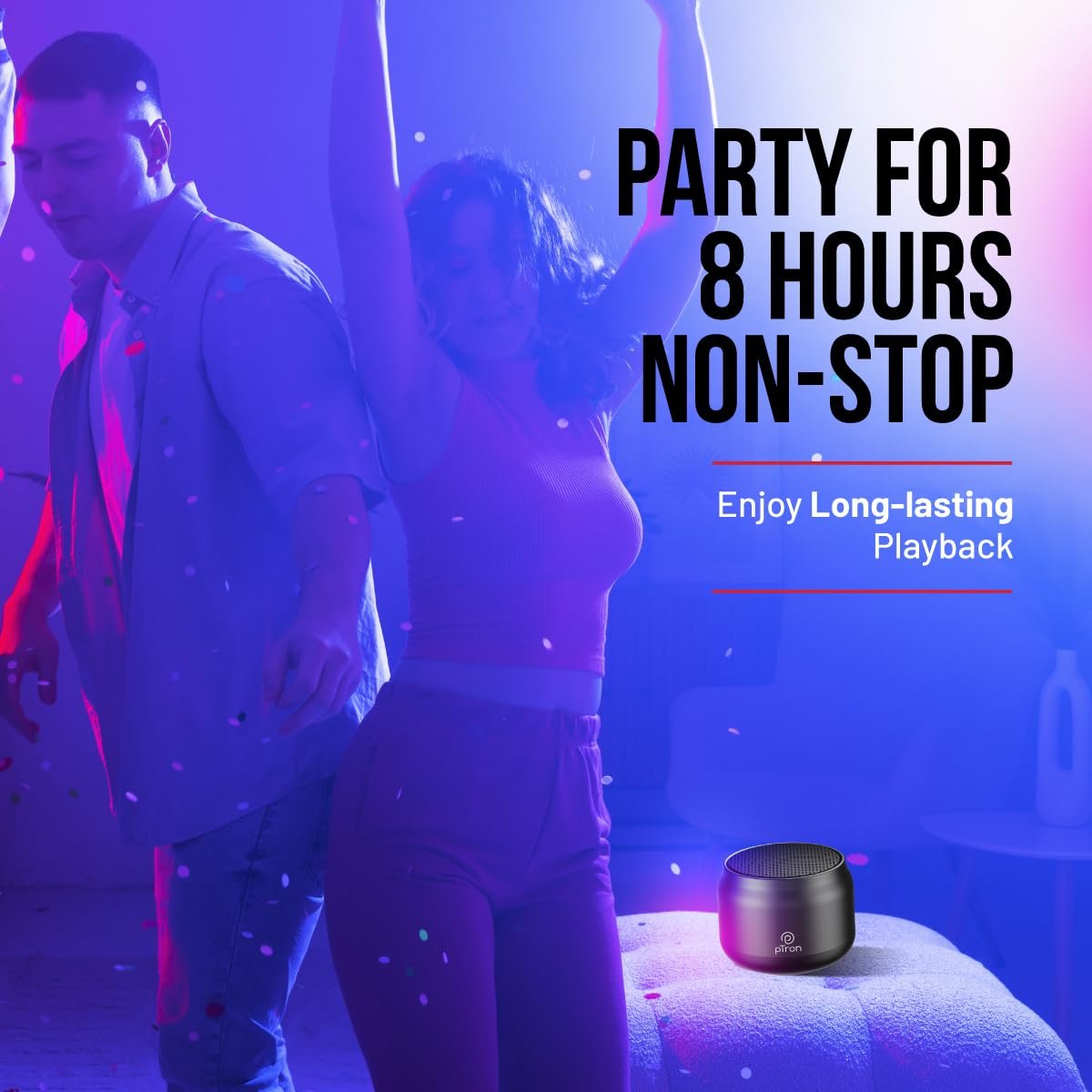 pTron Musicbot Lite 6W Bluetooth Speaker with 8 Hrs Playtime, 2.04" Neo Driver for Pristine Sound, Mini Size Portable Speaker, BTv5.1 Connectivity, TWS Feature & Type C Charging (Black) - Image 4