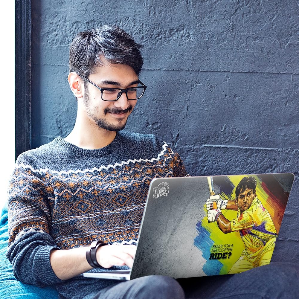 Dhoni Top+Wrist Pad Vinyl Laptop Skin/Sticker/Cover Upto 15.6 Inches Laptops Laminated-Removable-HD Quality Compatible for Hp-Dell-Sony-Lenovo-Asus etc.(15x10 Inches) - Image 3