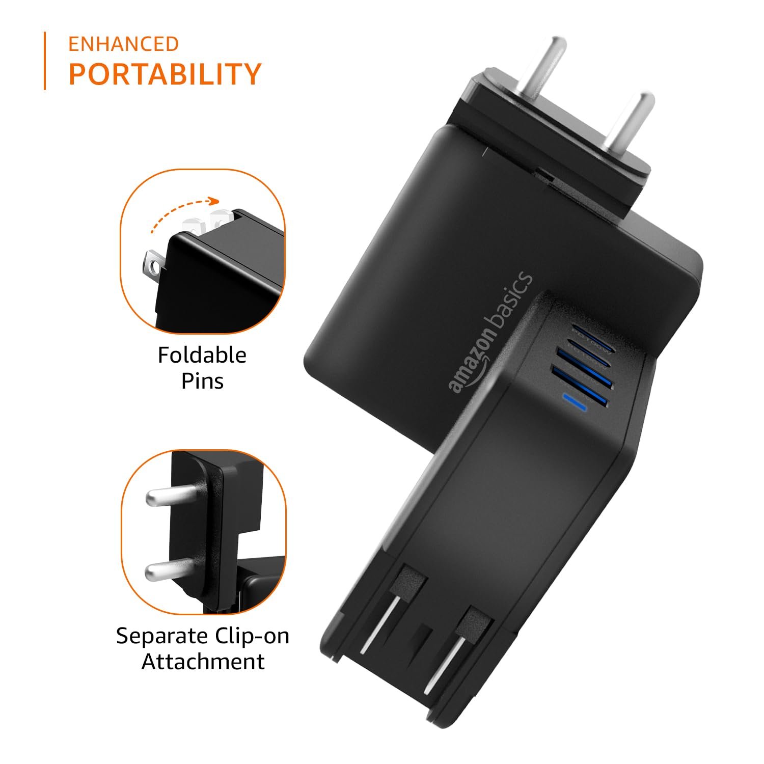 Amazon Basics 100W 4-Port GaN Charger | PD QC3.0 QC4.0 PPS Fast Charging Compact Adapter with Foldable Pins, for MacBook Pro Air 16'/14'/13', iPhone Series, Samsung S Series, iPad Pro/Air - Black - Image 4