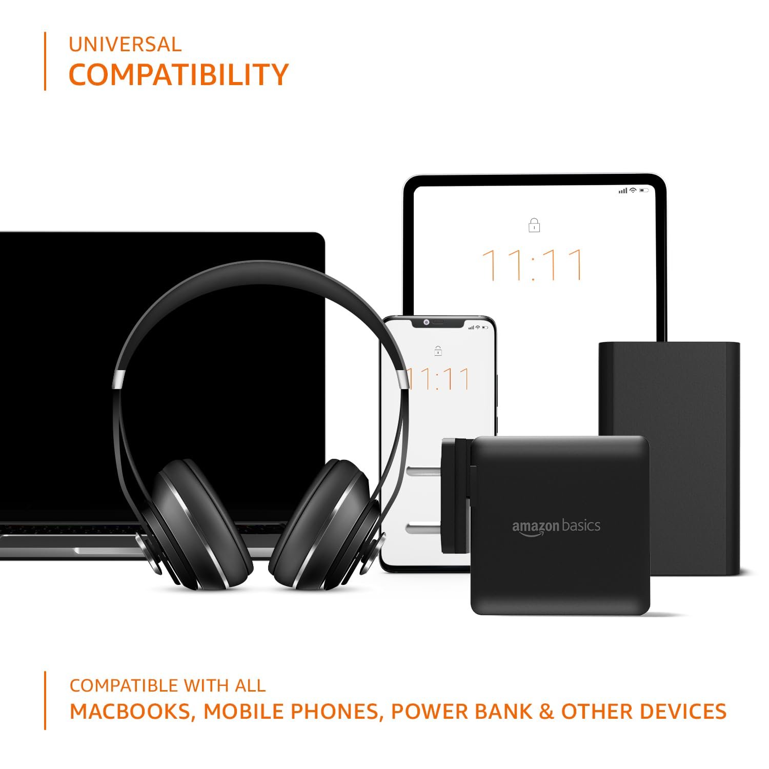 Amazon Basics 100W 4-Port GaN Charger | PD QC3.0 QC4.0 PPS Fast Charging Compact Adapter with Foldable Pins, for MacBook Pro Air 16'/14'/13', iPhone Series, Samsung S Series, iPad Pro/Air - Black - Image 7