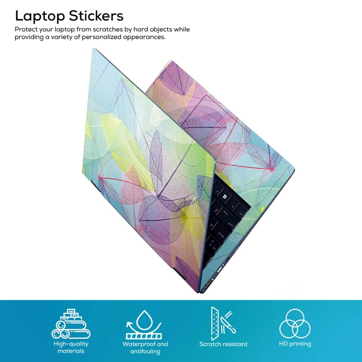 Floral D28 Full Body Vinyl Laptop Skin/Sticker/Cover Upto 15.6 Inches Laptops Laminated-Removable-HD Quality Compatible for Hp-Dell-Sony-Lenovo-Asus etc.(15x10 Inches) - Image 3