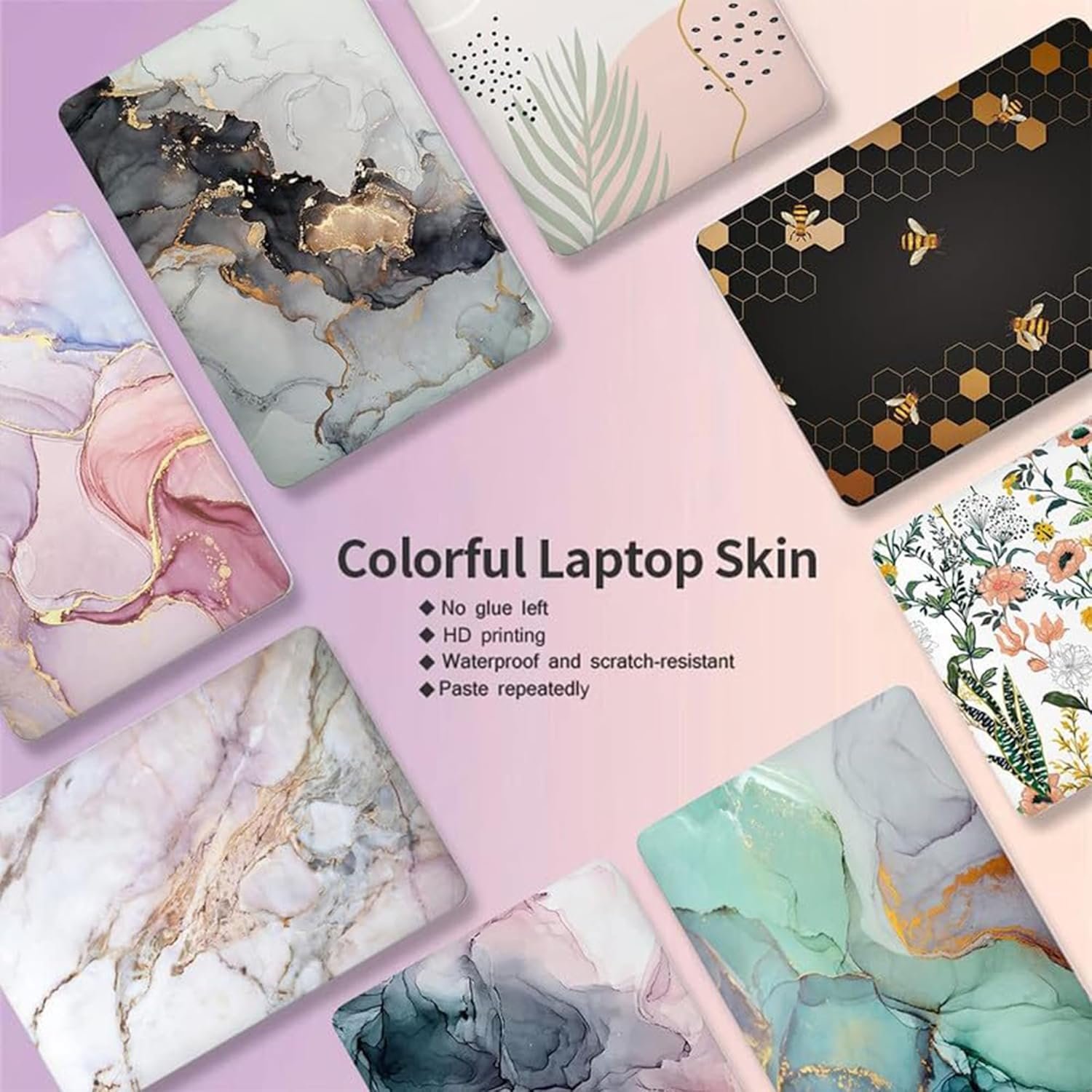 Floral D28 Full Body Vinyl Laptop Skin/Sticker/Cover Upto 15.6 Inches Laptops Laminated-Removable-HD Quality Compatible for Hp-Dell-Sony-Lenovo-Asus etc.(15x10 Inches) - Image 6