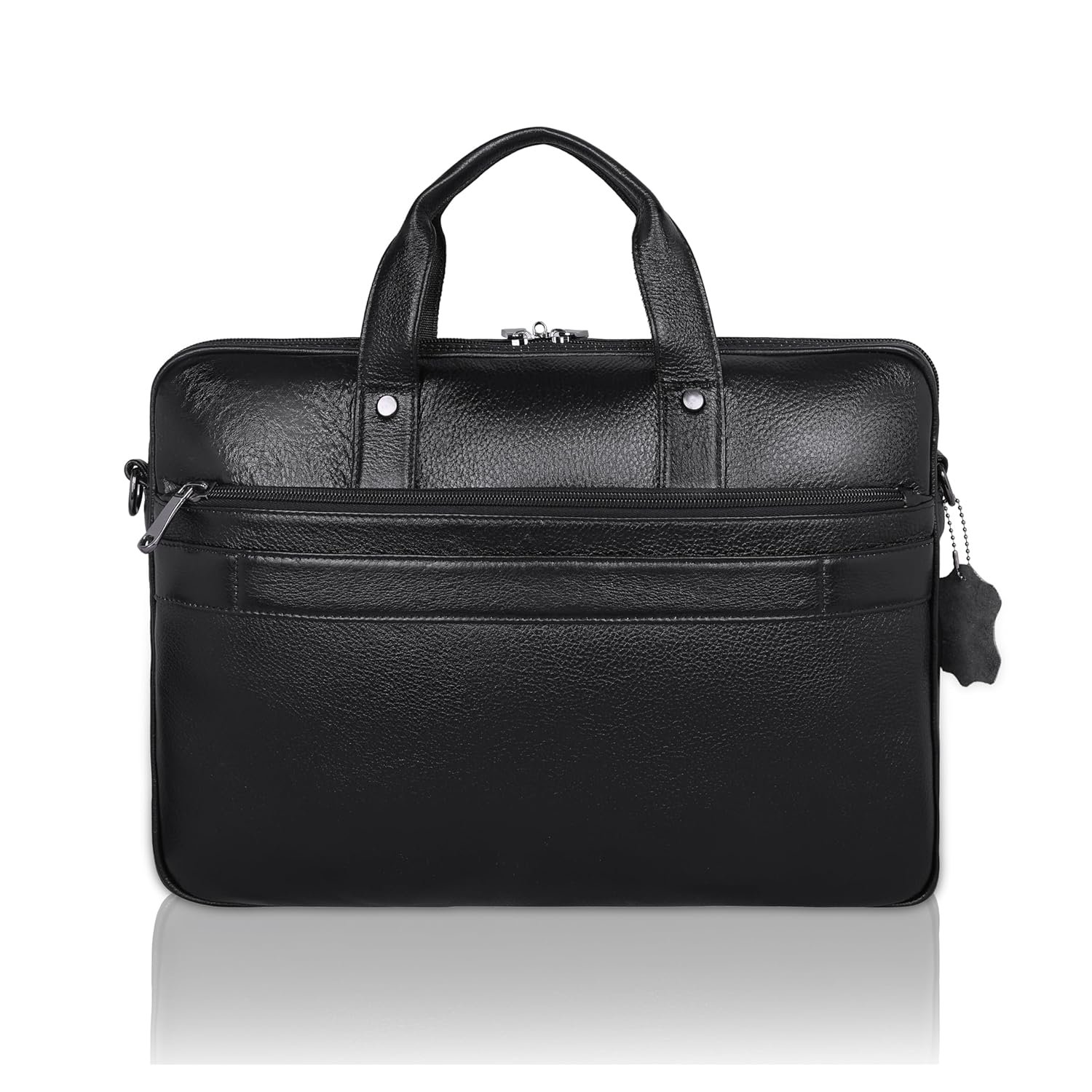 Unisex Genuine Leather Laptop Messenger Bag –15.5 Inch Office & Travel Briefcase with Handles & Adjustable Shoulder Strap for Men & Women | Padded Laptop Compartment | 1 Year Warranty - Image 3