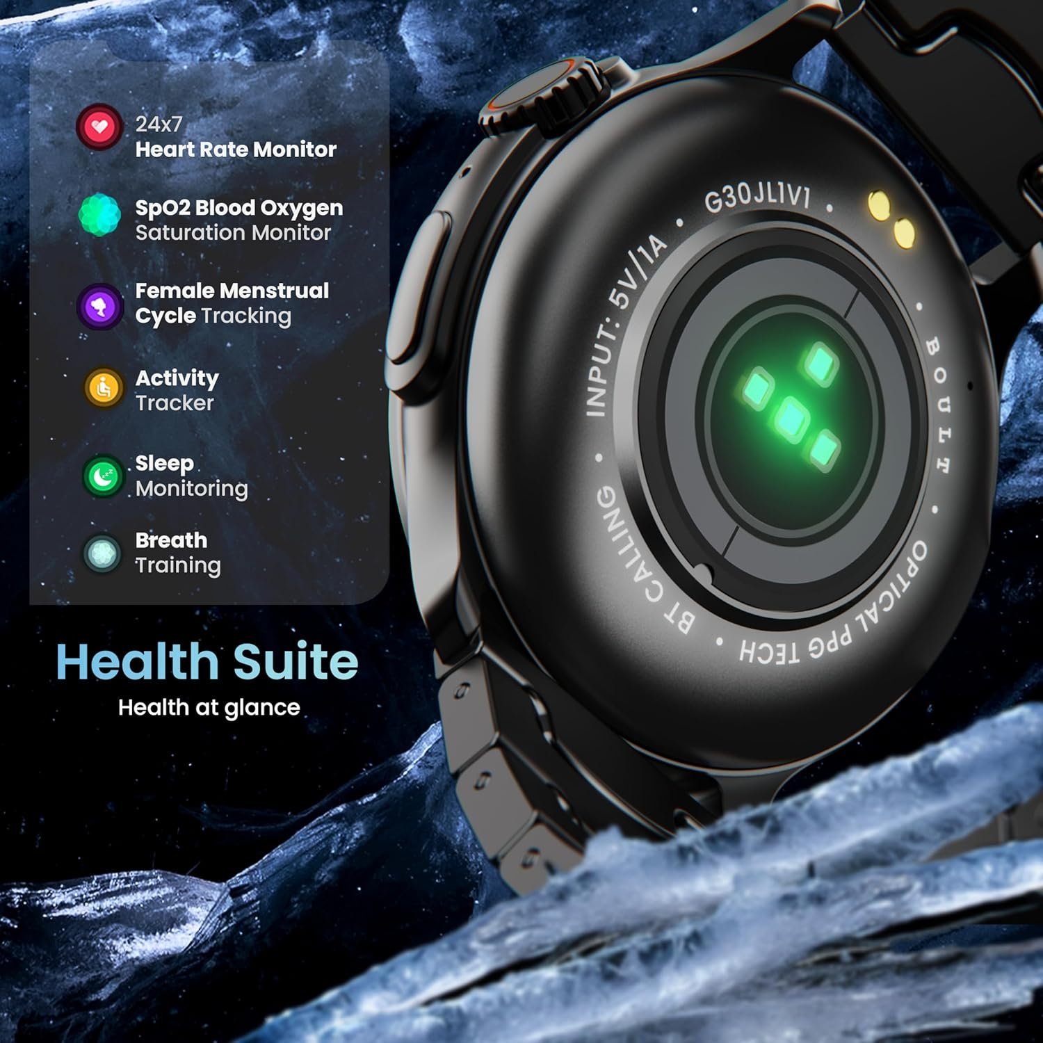 GOBOULT Crown R Pro 2 Smartwatch 1.43''HD AMOLED Display,BT Calling 5.2,600Nits Brightness,IP67,150+Watchfaces, 120+Sports Modes, AI Voice Assistant, SpO2 Monitoring(Charcoal Black) - Image 10