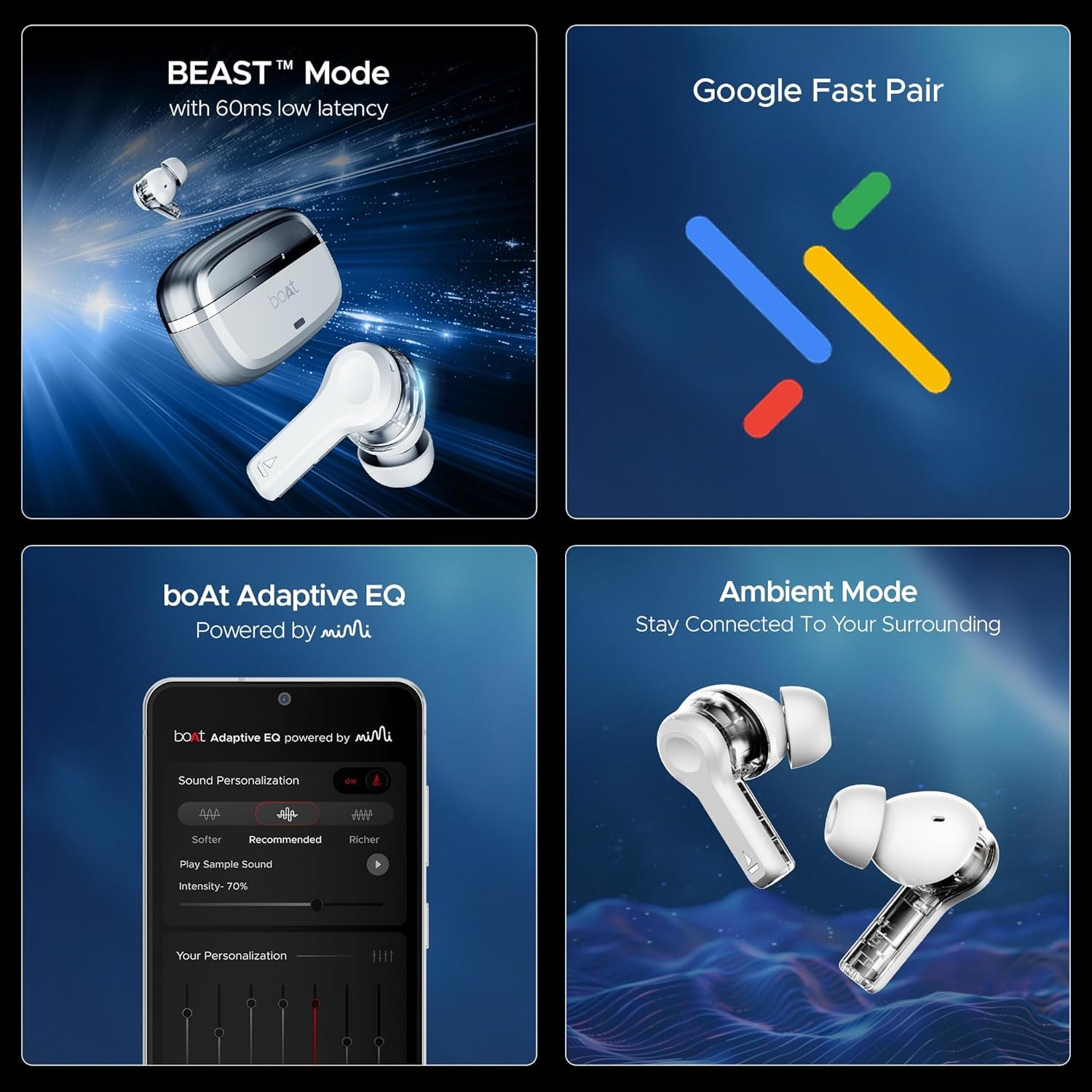 boAt Nirvana Space, 360 Spatial Audio, Active Noise Cancellation (~32dB), 100Hrs Battery,4Mics ENx, Fast Charge, v5.3 Bluetooth TWS in Ear Earbuds Wireless Earphones with mic (Celestial White) - Image 14