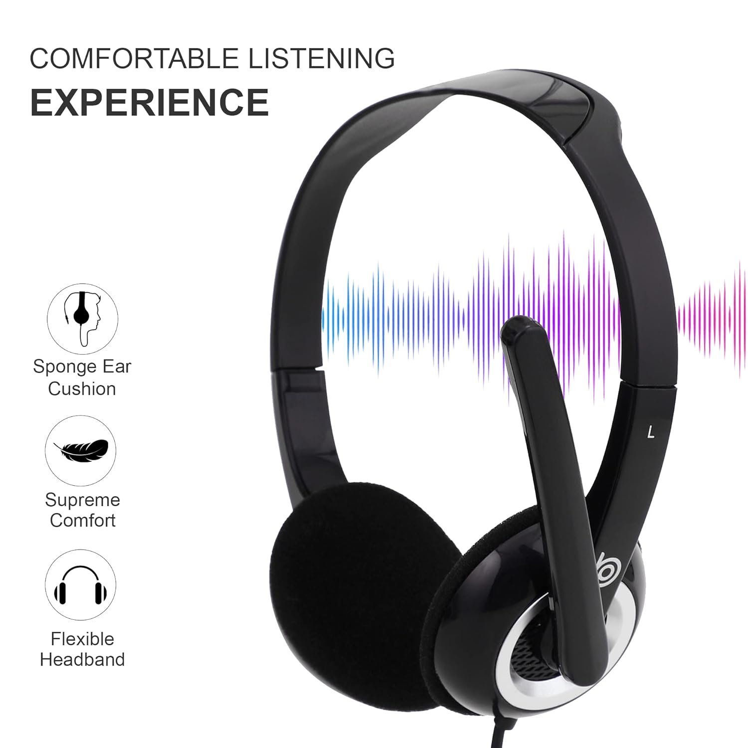 BigPassport USB Wired Over-Ear Headphones with Mic | Noise-Cancelling Headset for PC, Laptop, Office, Zoom, Skype, Online Classes, Call Center – Pro-Boom 189 (Black_Silver) - Image 3