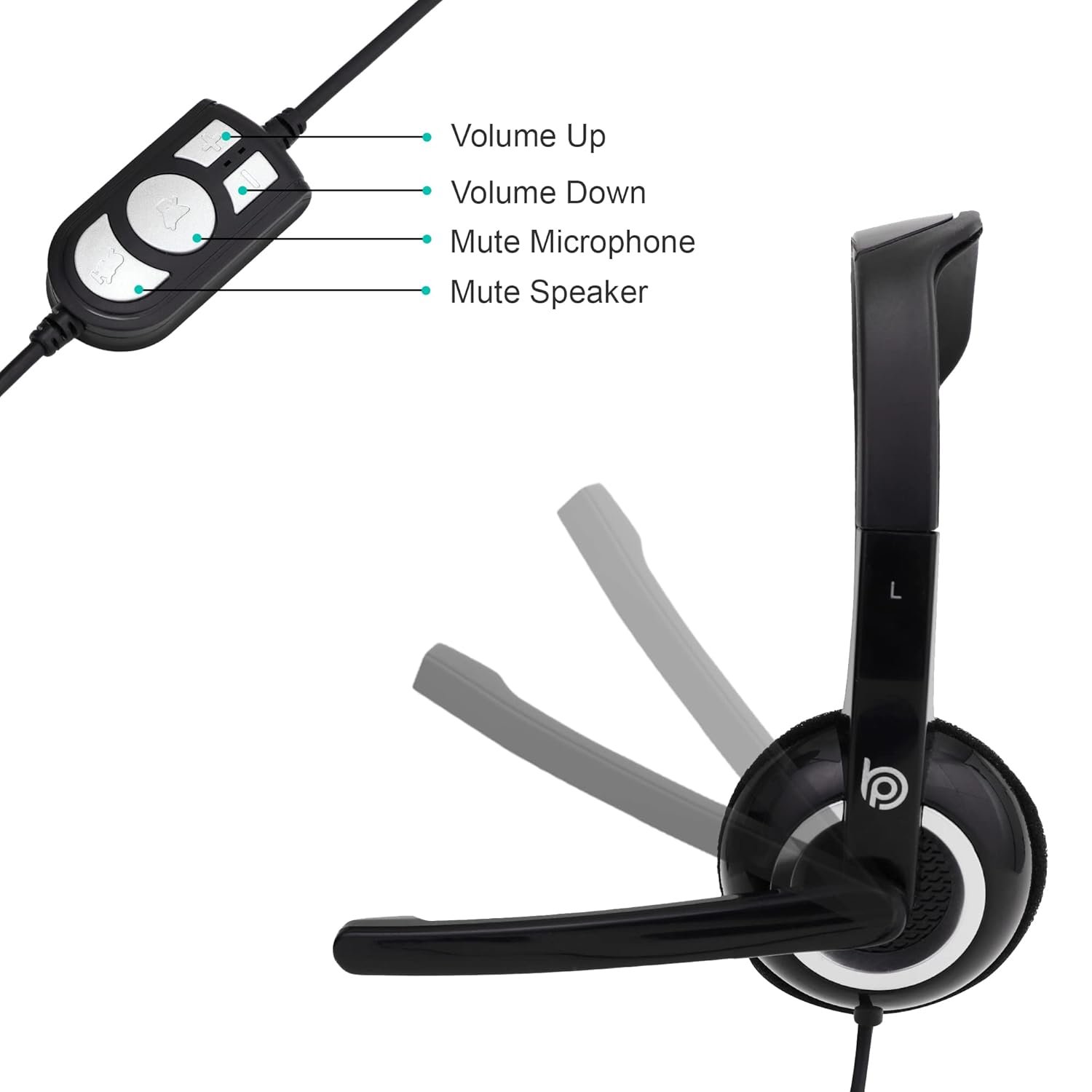 BigPassport USB Wired Over-Ear Headphones with Mic | Noise-Cancelling Headset for PC, Laptop, Office, Zoom, Skype, Online Classes, Call Center – Pro-Boom 189 (Black_Silver) - Image 4