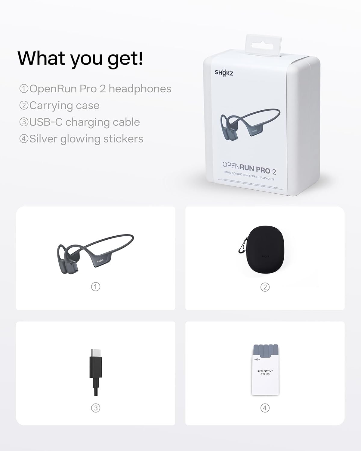 SHOKZ Openrun Pro 2 Bone Conduction Sports Headphones, Open Ear Wireless Earphones with Bluetooth 5.3, Noise Cancelling Mics, IP55 Waterproof, 12H Playtime for Running, USB-C Quick Charge (Black) - Image 4