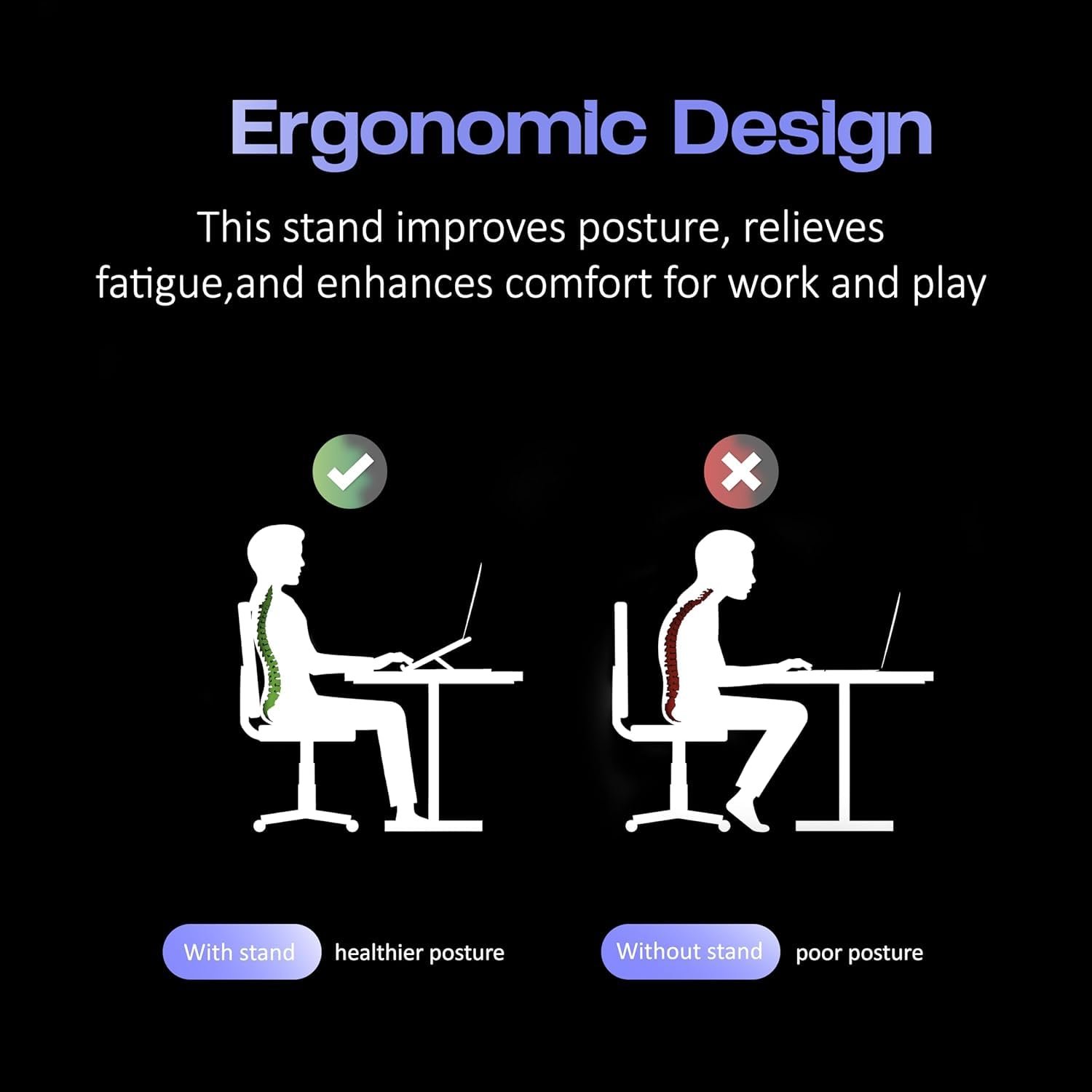 6 Angles Adjustable Aluminum Ergonomic Foldable Portable Tabletop Laptop/Desktop Riser Stand Holder Compatible for MacBook, HP, Dell, Lenovo & All Other Notebook - Image 5