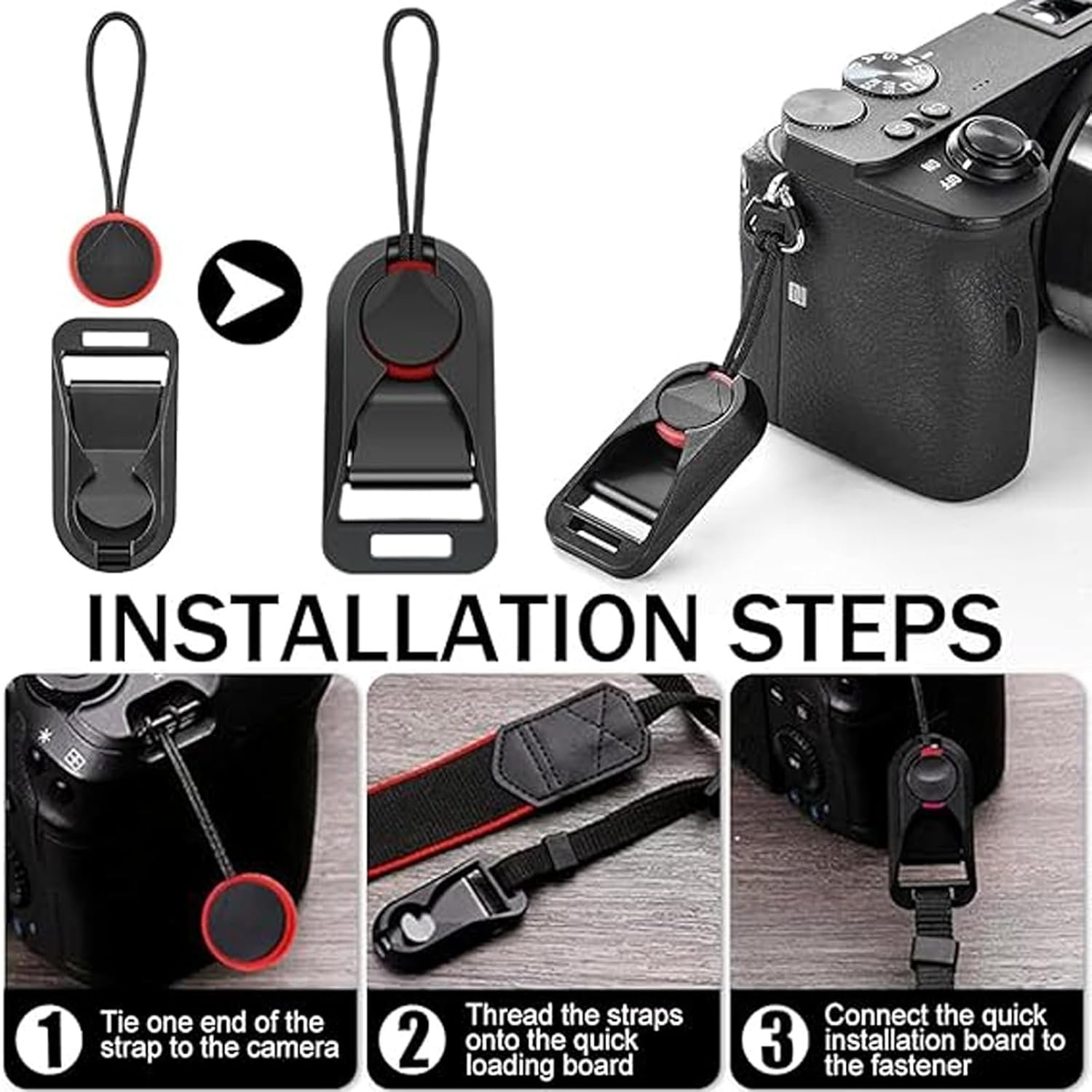 6 Pieces Camera Strap Quick Release Combo Buckle, Secure Anchor Links for DSLR and Mirrorless Cameras, Durable Construction (Black) - Image 4