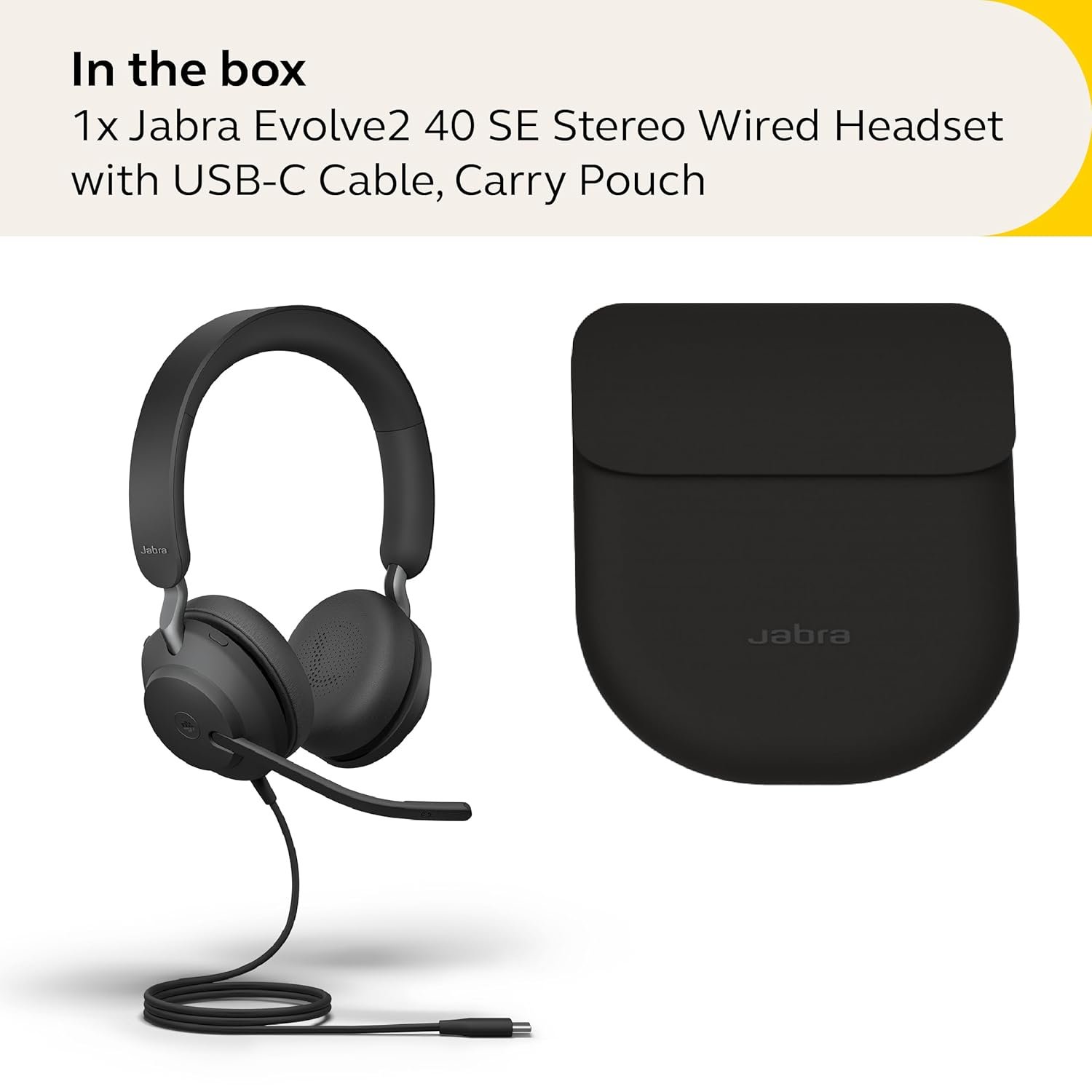 Jabra Evolve2 40 SE Wired Stereo Noise-Cancelling Headset - Features 3-Microphone Call Technology and USB-C Cable - MS Teams Certified, Works with All Other Platforms - Black - Image 6