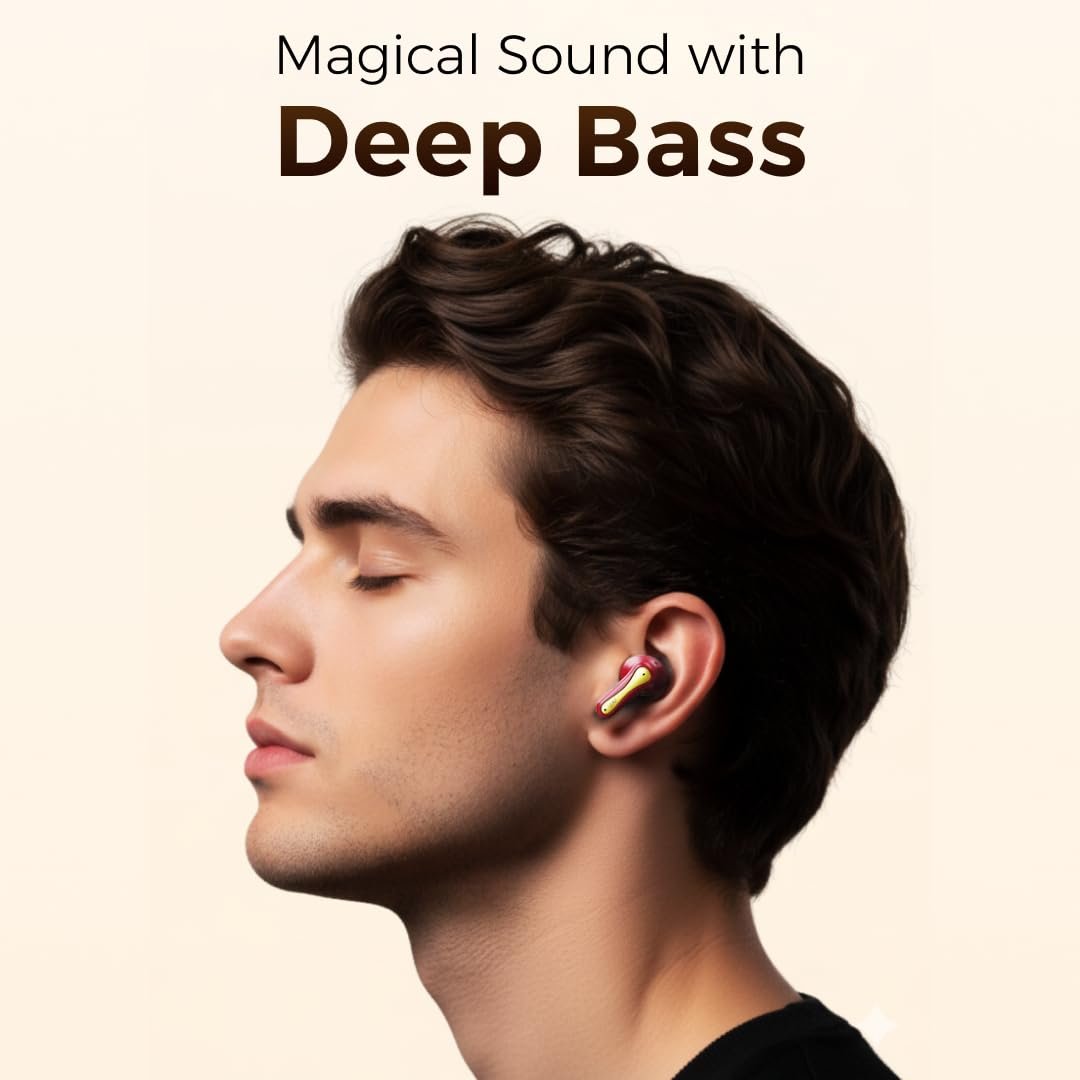 Leaf Buds X101 True Wireless in Ear Earbuds AI Sound App, 40H Playtime, Quad Mic with ENC, Fast Charging(10Min=200Min), 13mm Driver, IPX5, Bluetooth V5.4 TWS, 1 Year Warranty (Flaming Summer) - Image 6