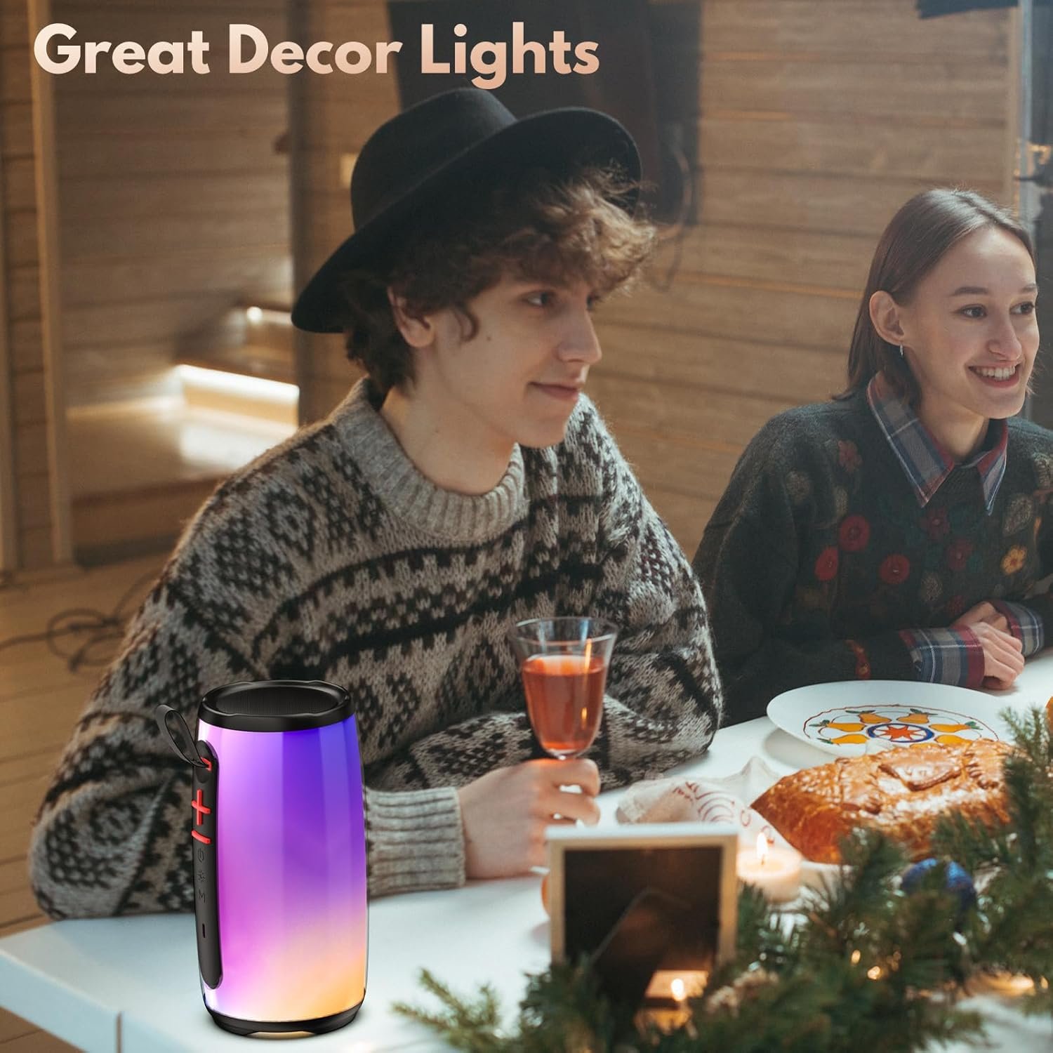 JYX Portable Bluetooth Speaker, Wireless Waterproof Speaker with Colorful Lights, Support TWS/TF Card/USB/AUX, Loud HD Stereo Sound, Robust Bass, Lightweight for Party/Outdoor/Camping - Image 8