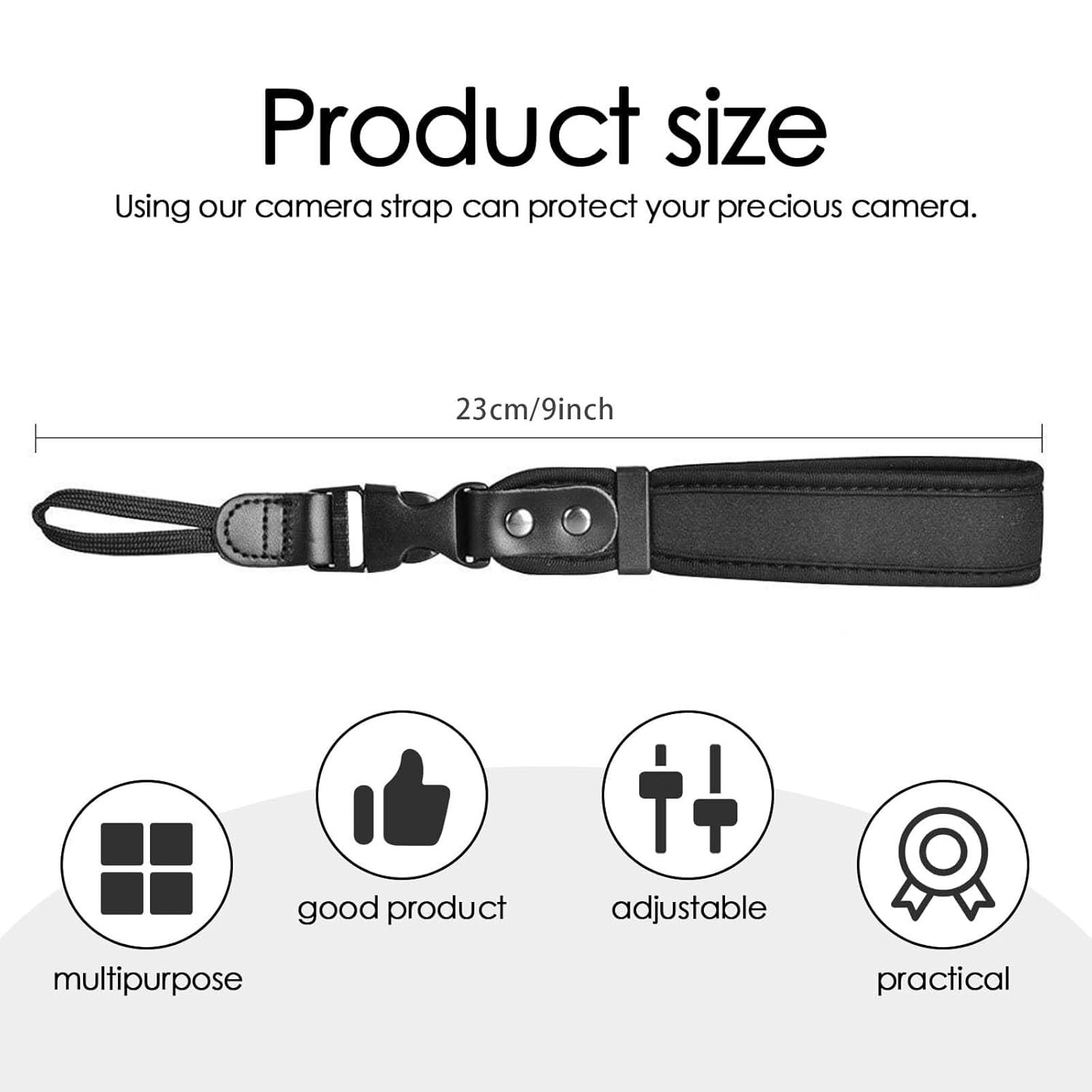 Camera Wrist Strap, Secure and Comfortable Wrist Strap for Mirrorless and DSLR Cameras, Lightweight Design for Photography and Outdoor Use, Black - Image 3
