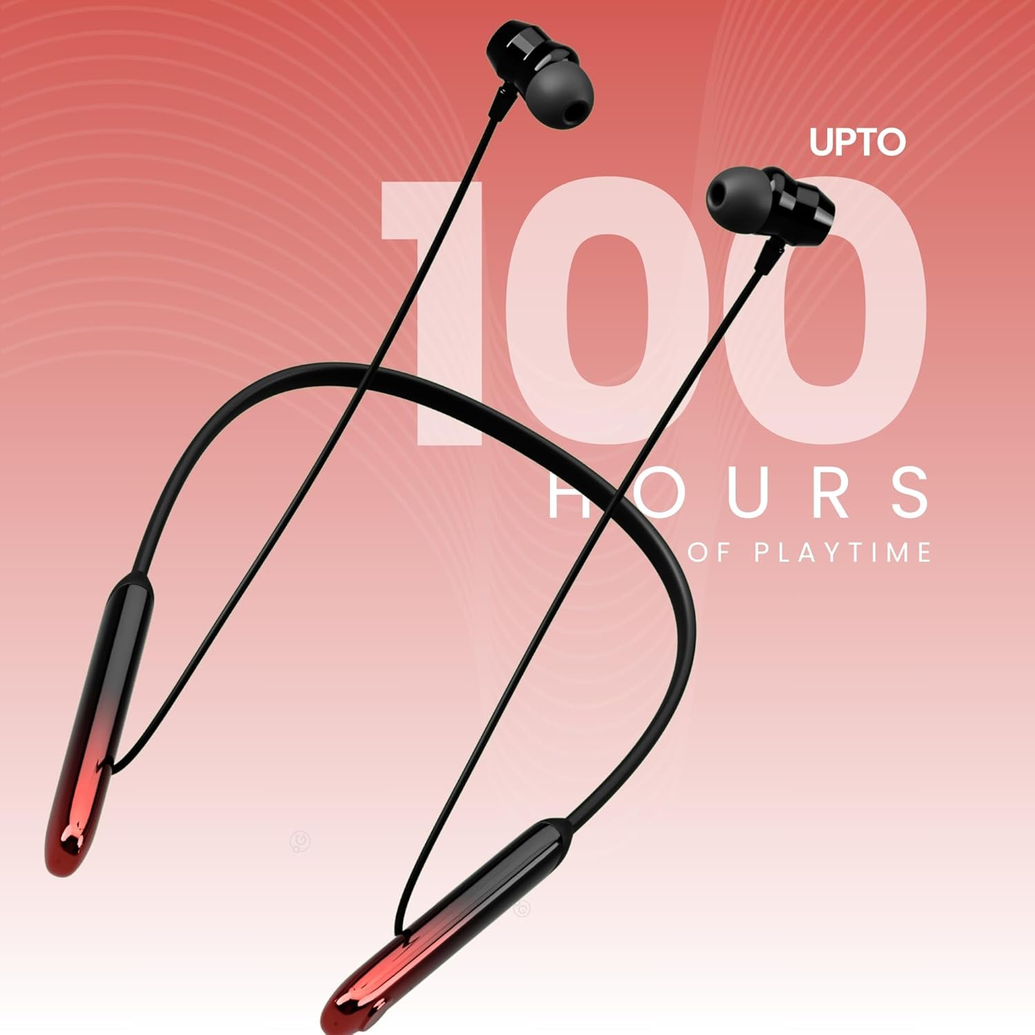 OOGE Tune 24 Wireless Neckband Earphones – (Reddish Black) Bluetooth 5.4, 100H Battery, Deep Bass, Noise-Cancelling Mic, Sweatproof Build, Quick Charging, Lightweight, Magnetic Earbuds - Image 3