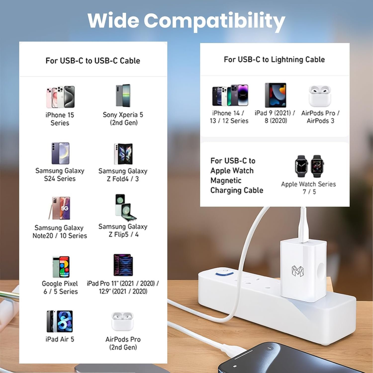 MOOSH 20W GaN III Fast Type C Mobile Charger, PPS Fast Charger Compatible for iPhone, iPad Pro/Air 2, Samsung, and Other iOS, Android Devices, PD 3.0 Fast Charging, Supports UFCS, Aurora White - Image 7