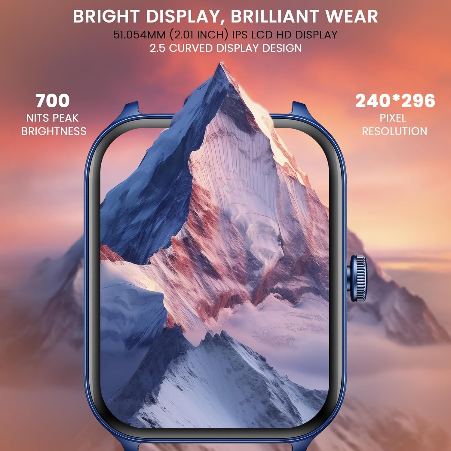 CELLECOR E5 Connect 2.01" IPS HD Display | 700 NITS | BT-Calling | AOD | IP67 | BT v5.4| Smartwatch - Blue - Image 3