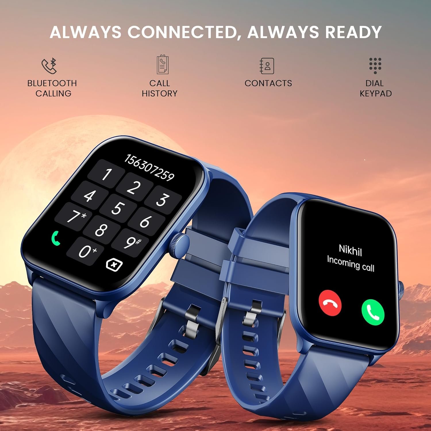 CELLECOR E5 Connect 2.01" IPS HD Display | 700 NITS | BT-Calling | AOD | IP67 | BT v5.4| Smartwatch - Blue - Image 4