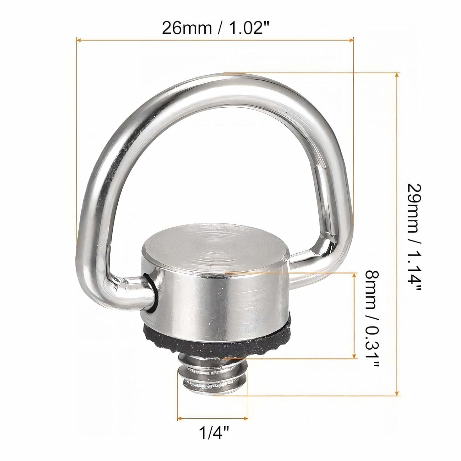 Stainless Steel D-Ring Camera Mounting Screw, 1/4-Inch, Silver, for DSLR and Mirrorless Cameras (D SILVER) - Image 3