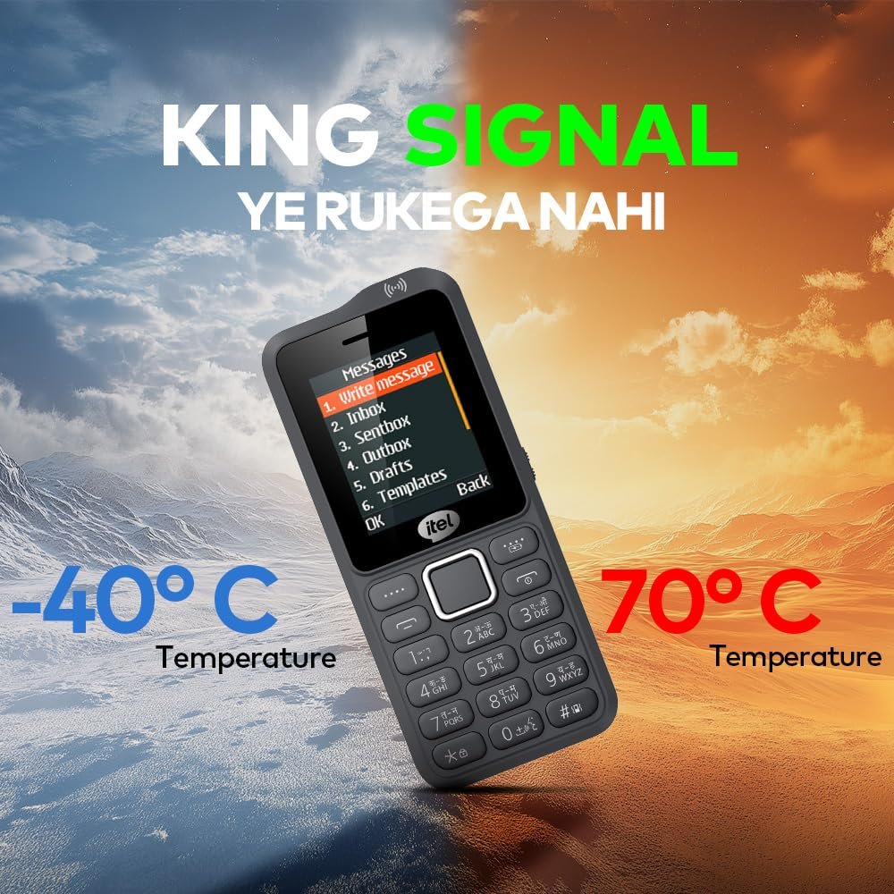 Itel Kingsignal Keypad Mobile Phone | Stronger Signal |1500 mAh 33 Days Standby Super Battery | Type C Charger | KingVoice | Wireless FM with Recording | Auto Call Recording | Kevlar Texture | Black - Image 3