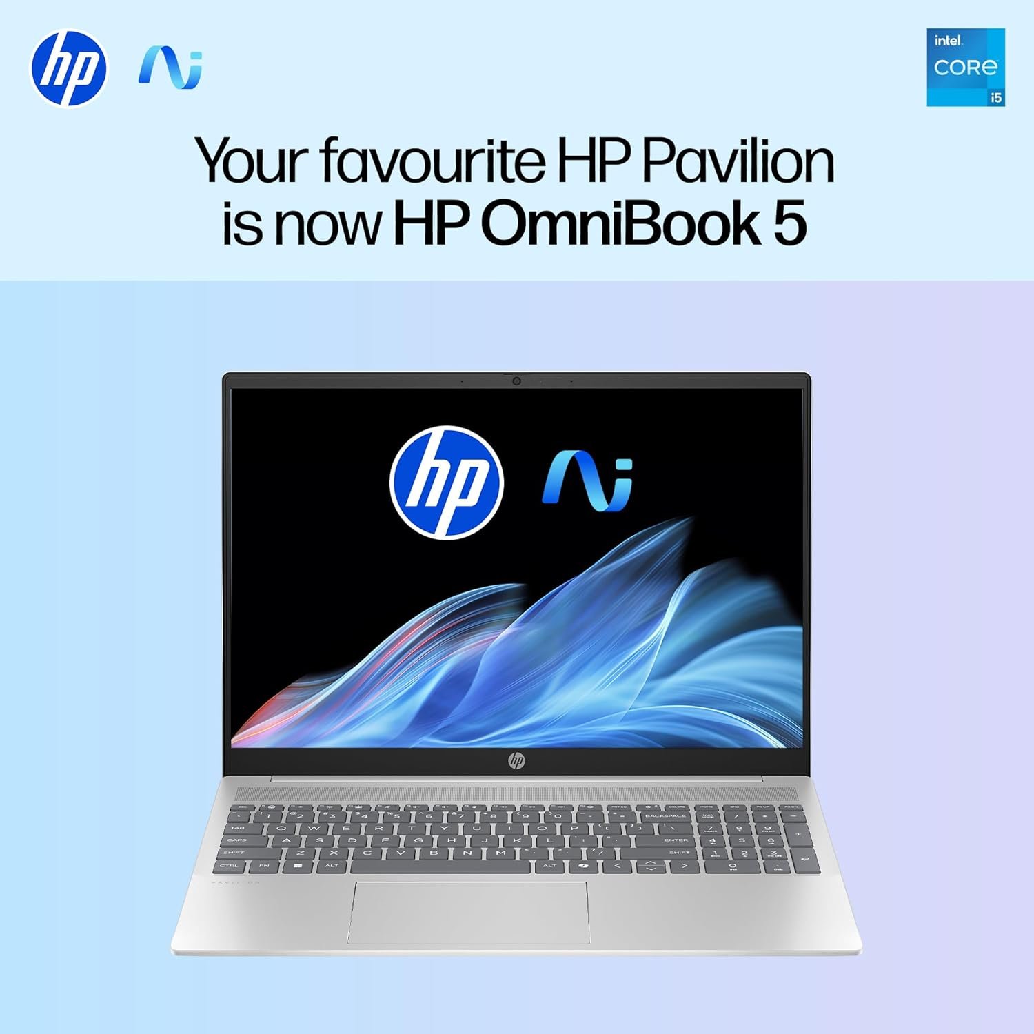 HP OmniBook 5 Metallic(Previously Pavilion) 13th Gen Intel Core i5 1334U (16GB LPDDR5X, 512GB SSD) WUXGA, 2K, IPS, 16''/40.6cm, Win11, M365 Basic(1yr)*Office24, Blue,1.79kg, ba1123TU,FHD camera Laptop - Image 3