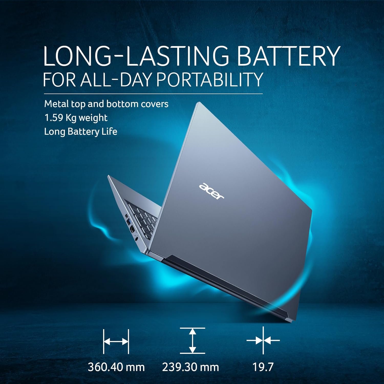 Aspire Lite 13th Gen Intel Core i3-1305U Thin and Light Premium Laptop (Windows 11 Home/8 GB RAM/512GB SSD/MSO) AL15-53 with 39.62cm (15.6") Full HD Display, Metal Body, Steel Gray, 1.59 KG - Image 3