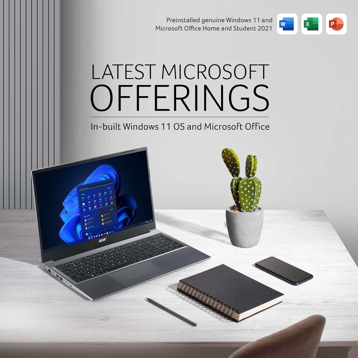 Aspire Lite 13th Gen Intel Core i3-1305U Thin and Light Premium Laptop (Windows 11 Home/8 GB RAM/512GB SSD/MSO) AL15-53 with 39.62cm (15.6") Full HD Display, Metal Body, Steel Gray, 1.59 KG - Image 7