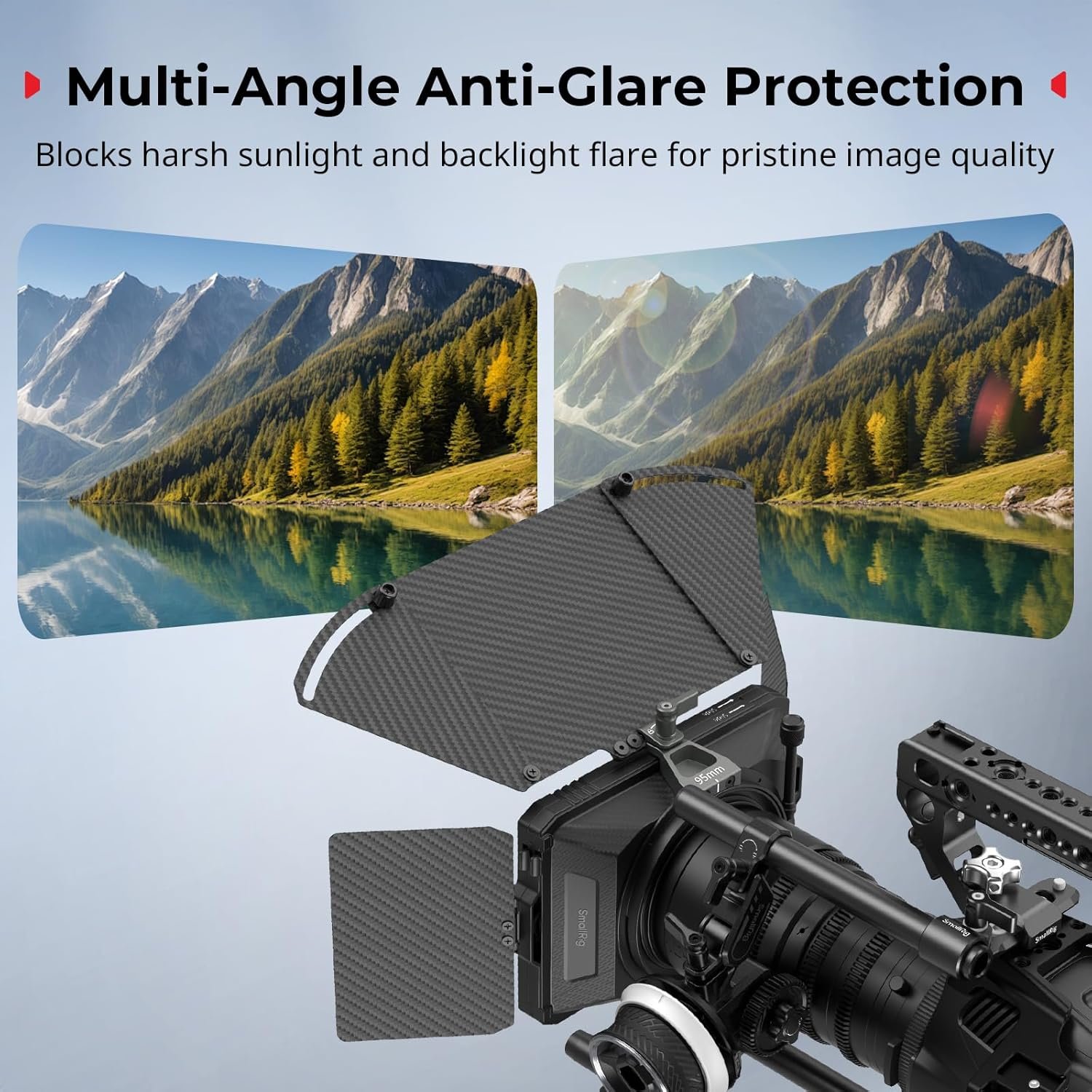 SMALLRIG Mini Matte Box Pro for Mirrorless DSLR Cameras, Come with 4 x 5.65 Filter Trays and 67mm/72mm/77mm/82mm-95mm Adapter Ring - 3680 - Image 3