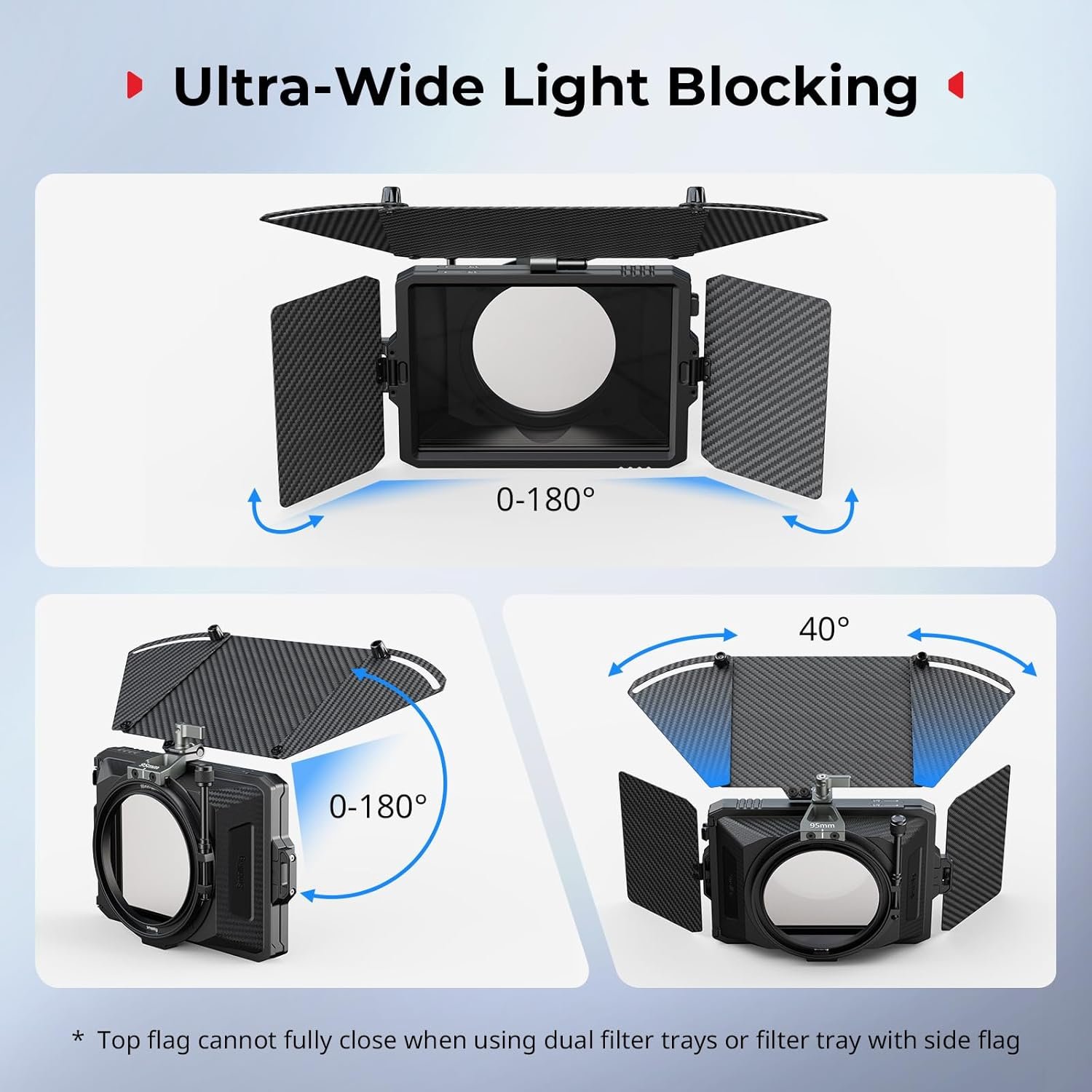 SMALLRIG Mini Matte Box Pro for Mirrorless DSLR Cameras, Come with 4 x 5.65 Filter Trays and 67mm/72mm/77mm/82mm-95mm Adapter Ring - 3680 - Image 4
