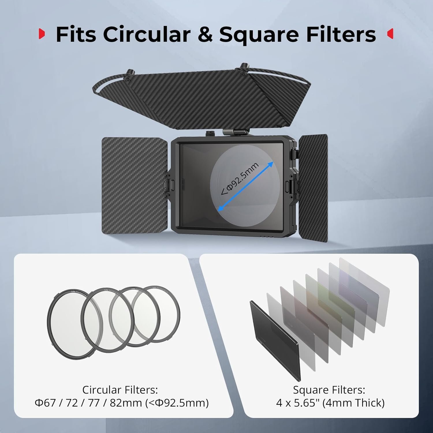 SMALLRIG Mini Matte Box Pro for Mirrorless DSLR Cameras, Come with 4 x 5.65 Filter Trays and 67mm/72mm/77mm/82mm-95mm Adapter Ring - 3680 - Image 6