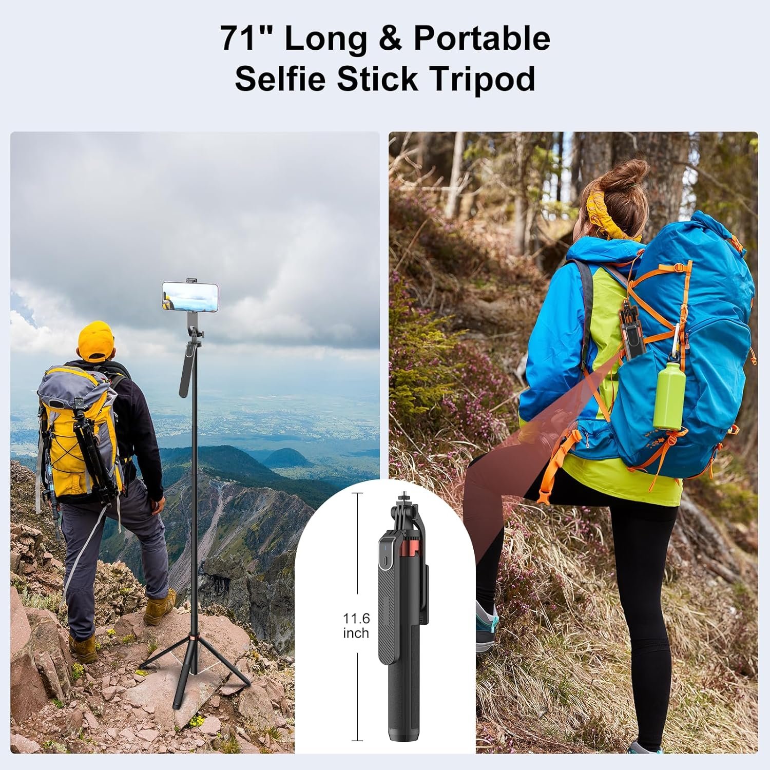 71-inch Selfie Stick Tripod 360 Degree Rotation Rechargeable Remote Quadripod Stand Gimbal Handle for Mobile Phone Camera Gopro 360° Panoramic Shooting Vlogging Live Stream - Image 6