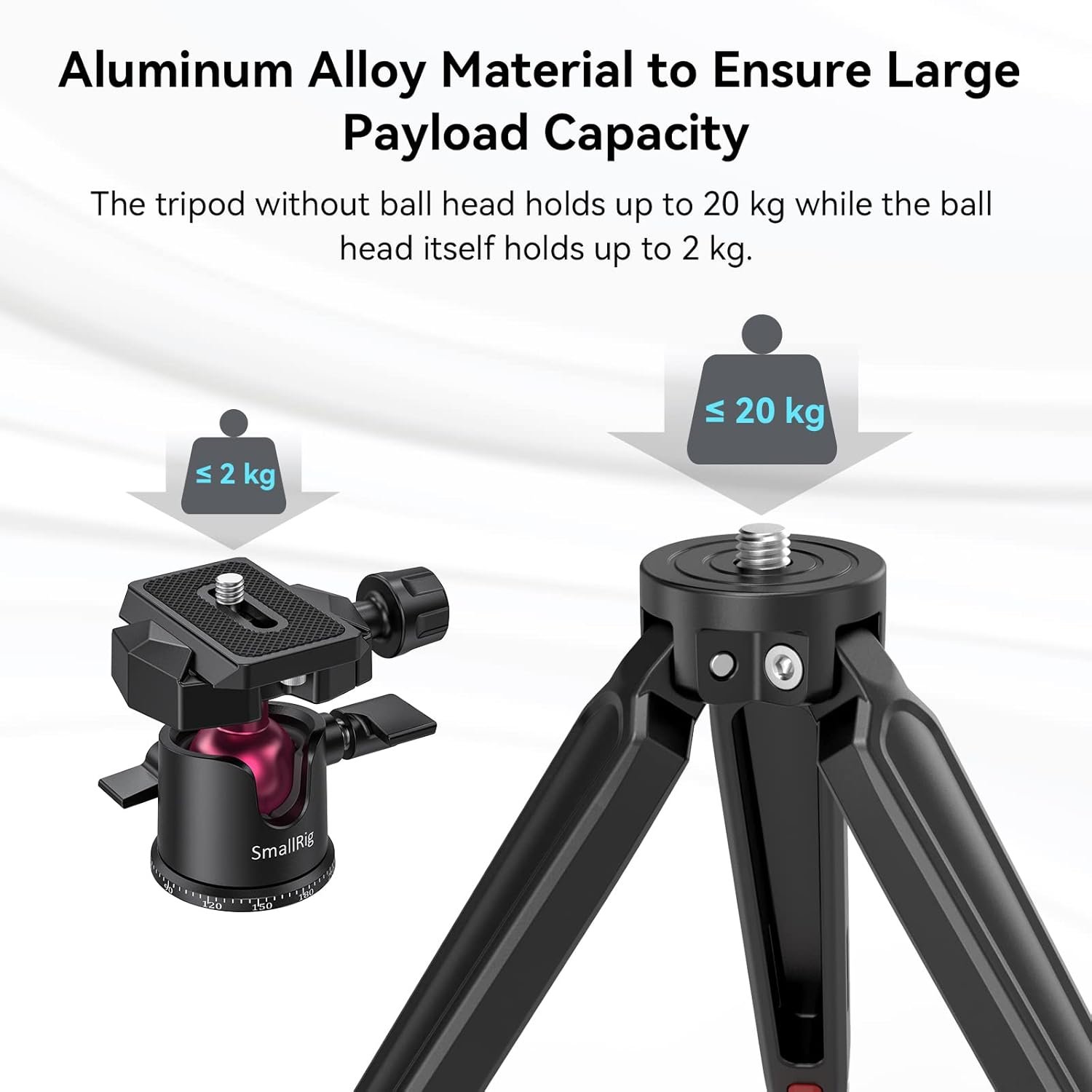 SMALLRIG Mini Tripod for Camera, Desktop Tabletop Tripod with Arca-Type Compatible QR Plate, 360 Degree Ball Head and 1/4 and 3/8 Screws Portable for Compact Cameras DSLRs, Phone, Gopro - BUT2664 - Image 4