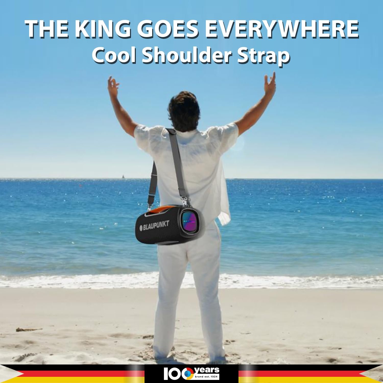 Blaupunkt Atomik Knightz 100W King of Boombox I Thumping Bass |Class Battery 15,600mAh I2-Night Playtime |Outdoor Rugged IPX6 Splash, Dust Proof, Party 9 Modes Aura Lights I Wireless Karaoke Mic - Image 6