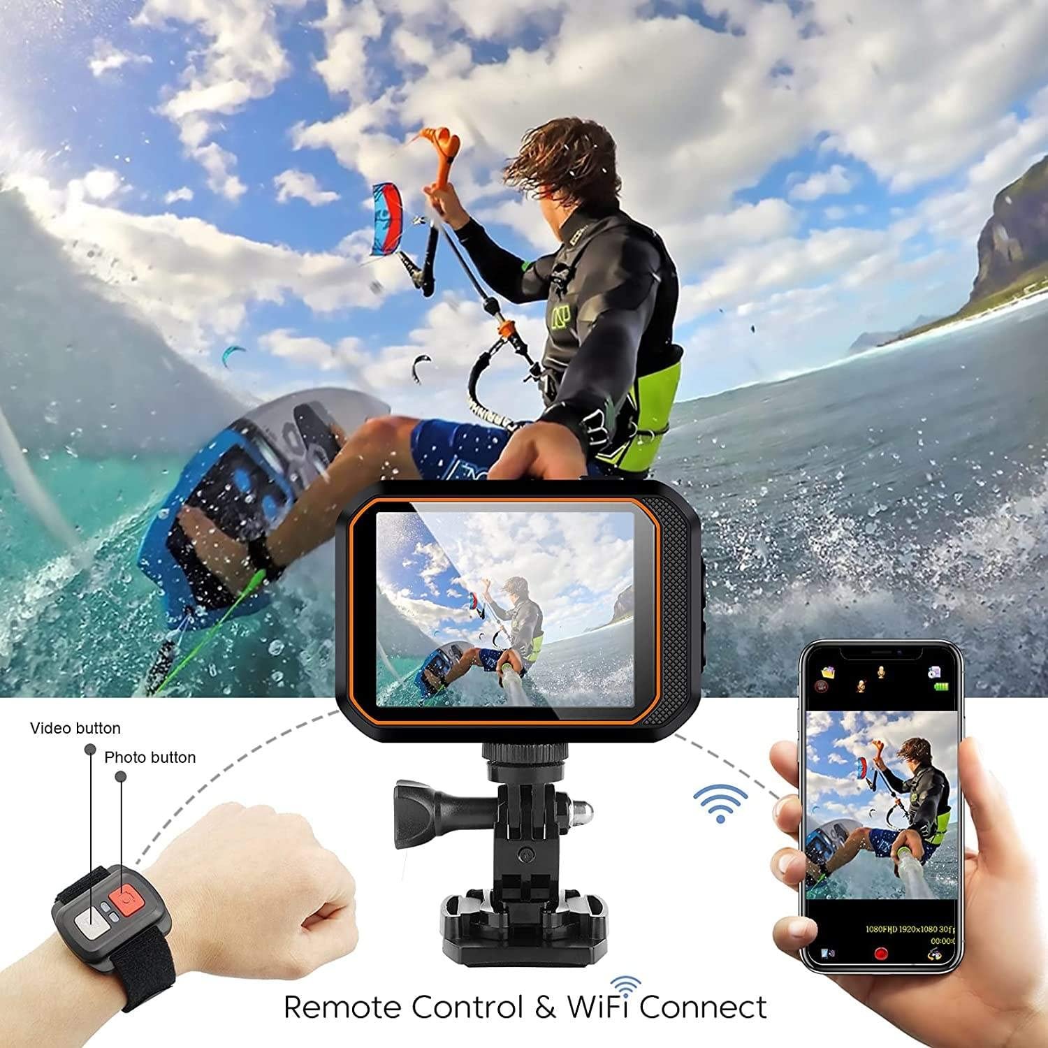 ROCKTECH 4K Action Camera- Underwater Camera IPX8 Waterproof, 170-Degree Wide-Angle Lens, EIS, Wi-Fi and Remote Control, Perfect for Scuba Diving, Snorkeling, and Vlogging - Image 3
