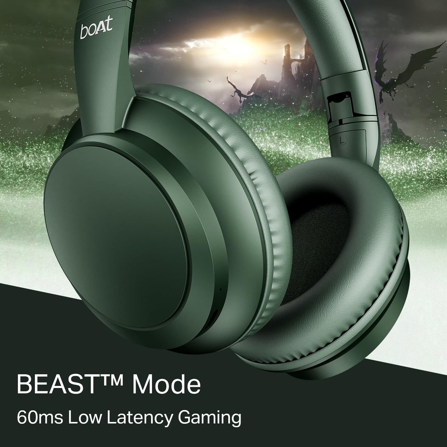 Boat 2025 Launch Rockerz 371, 40mm Drivers, 50hrs Battery, 60ms Low Latency, ENx Tech, BT v5.4, Foldable Cups, Voice Assistant, Bluetooth Headphones, Wireless Headphone with Mic (Sage Green) - Image 8