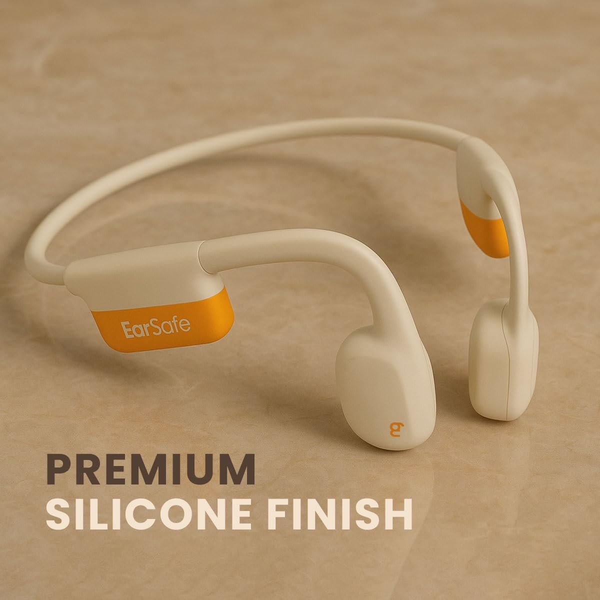 ng Earsafe Pro Mini Bone Conduction Headphone, Bluetooth Wireless Open Ear Design, IPX6 Waterproof V5.3 Headphone for Sport & Cycling & Workout, 10min Fast Charge, 9h Playtime, Lightweight (Beige) - Image 4