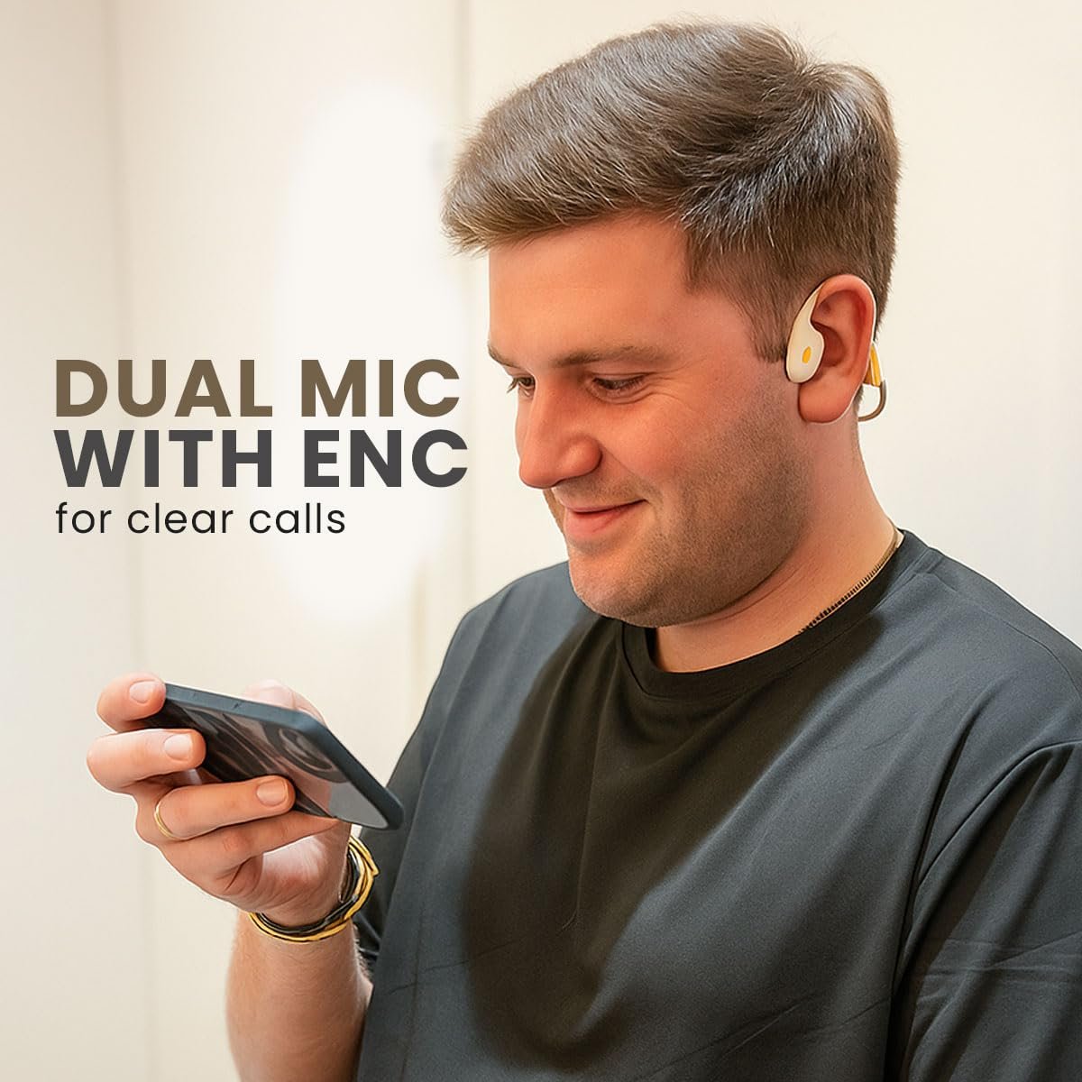 ng Earsafe Pro Mini Bone Conduction Headphone, Bluetooth Wireless Open Ear Design, IPX6 Waterproof V5.3 Headphone for Sport & Cycling & Workout, 10min Fast Charge, 9h Playtime, Lightweight (Beige) - Image 7