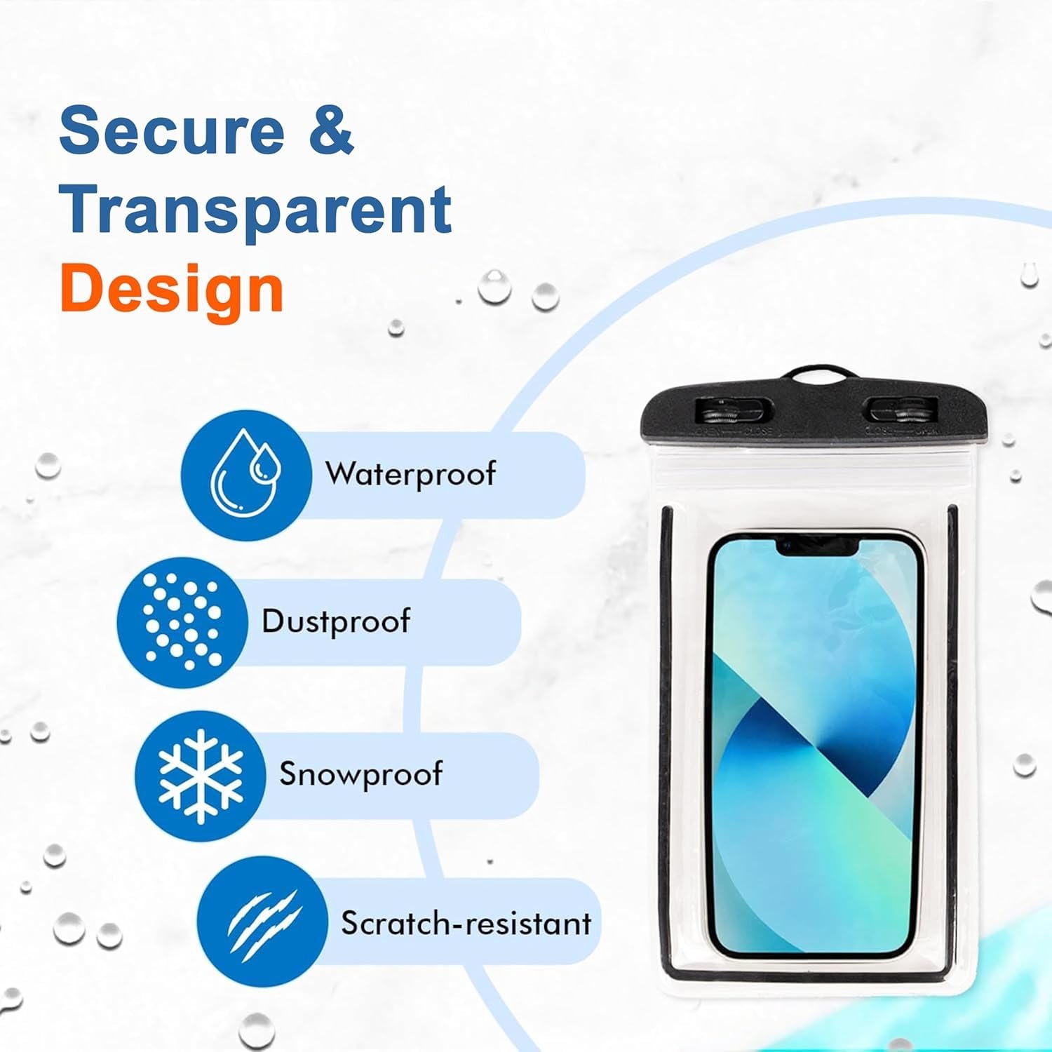 CERLINK Waterproof moblie Pouch Cover Rotation Lock Closure | Protect Your Phone in Wet dust and Rainy Conditions | Water Proof Phone case Pouch Cover for Mobile Phones-Pack-1-Transparent - Image 3