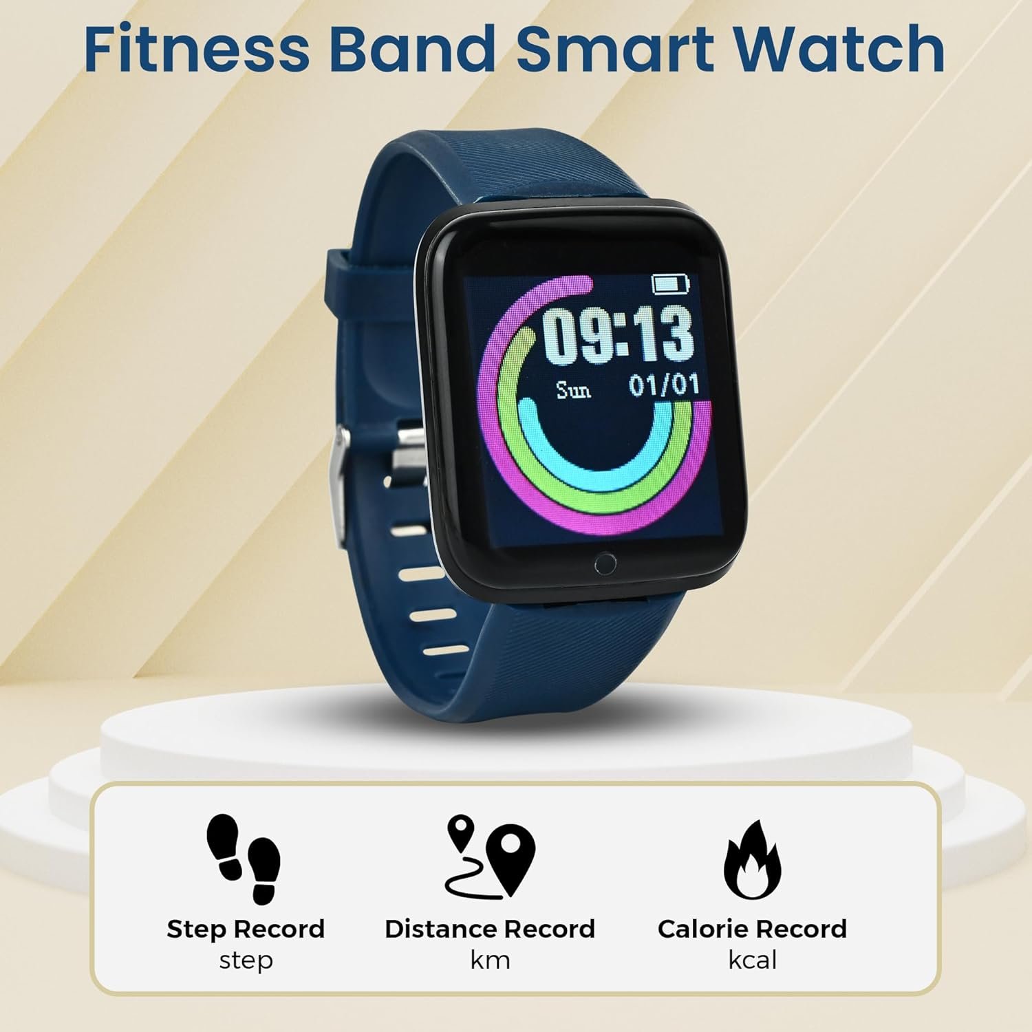 Bouncefit M I D116 Fitness Band Smart Watch for Men, Women, Boys, Girls, Kids – Single Touch Interface, Water Resistant, Workout Modes, Quick Charge Sports Smartwatch – Blue - Image 3