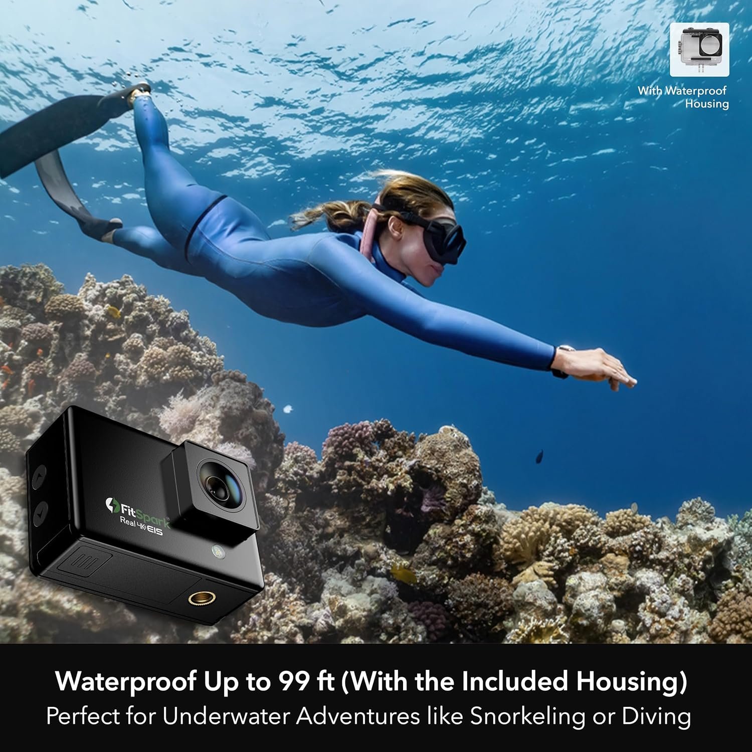 FitSpark Eagle i12 Real 4K WiFi Action Camera | 20MP Ultra HD Wide-Angle Lens | 1st-in-Class with Flashlight | EIS Stabilization | Wireless Remote | Full Accessories Kit Inside - Image 3