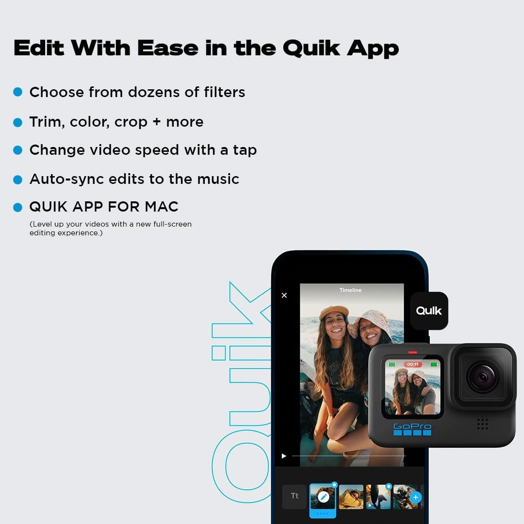 GoPro HERO12 Waterproof Action Camera with Front & Rear LCD Screens, 5.3K60 Ultra HD Video, HyperSmooth 6.0 + AutoBoost, Live Streaming with Enduro Battery (1-Yr International + 1-Yr India Warranty) - Image 8