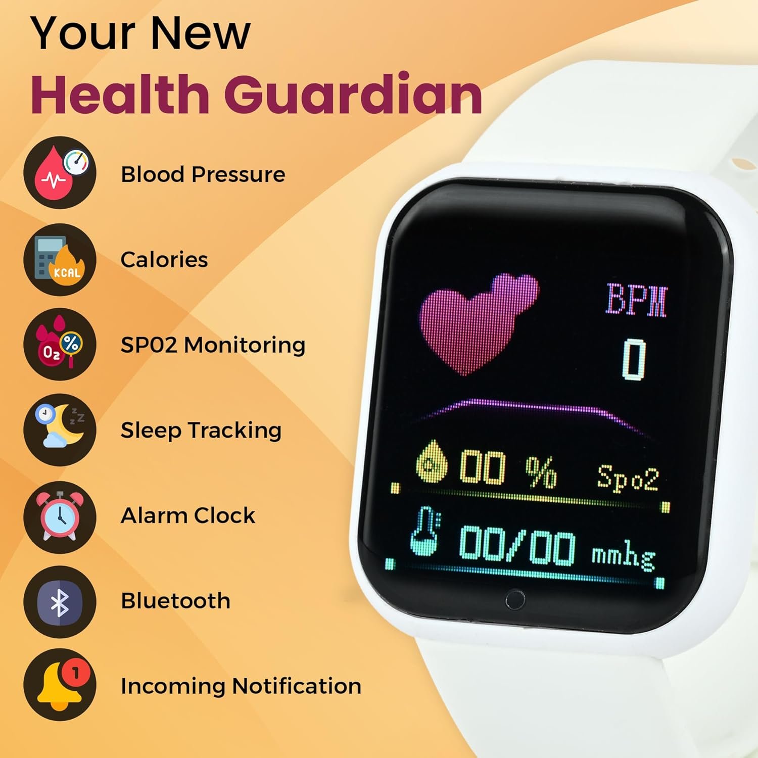 Bouncefit M I D116 Fitness Band Smart Watch for Men, Women, Boys, Girls, Kids – Single Touch Interface, Water Resistant, Workout Modes, Quick Charge Sports Smartwatch – White EE - Image 4