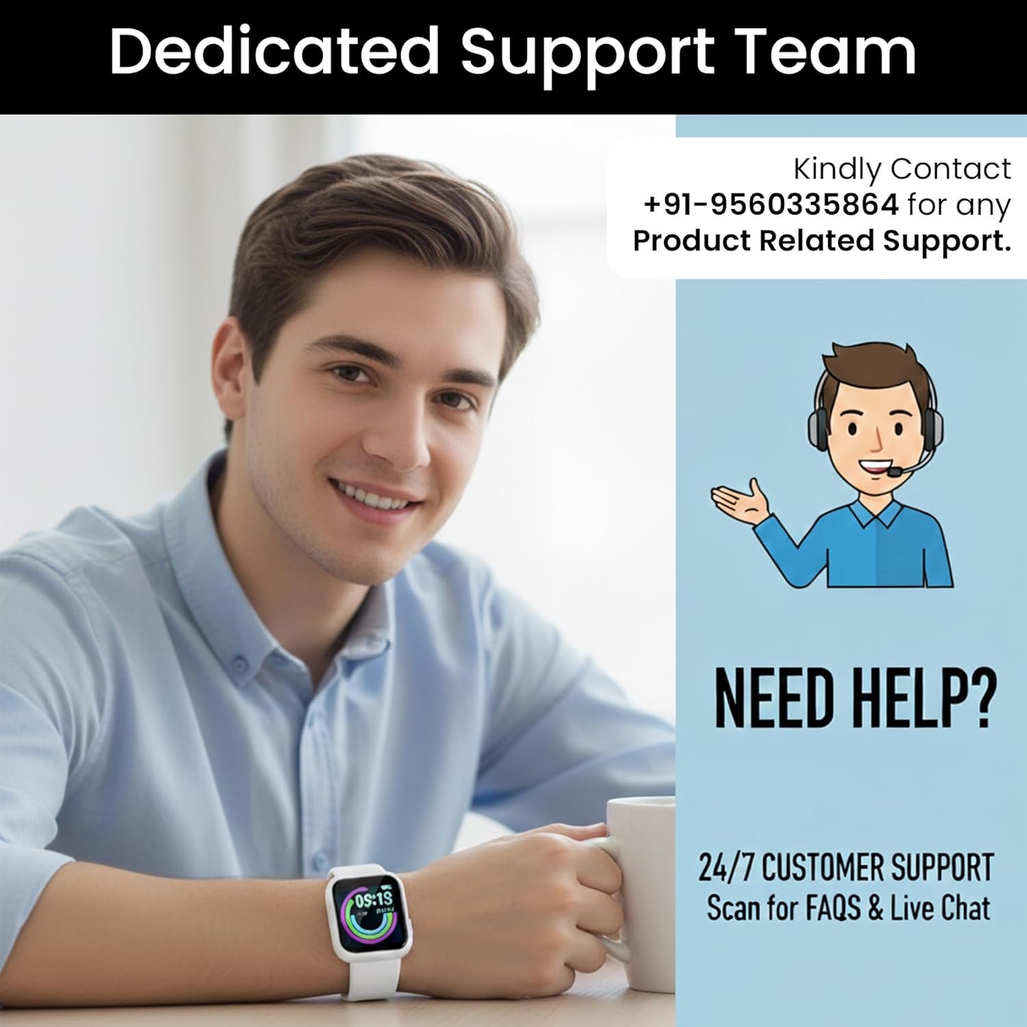 Bouncefit M I D116 Fitness Band Smart Watch for Men, Women, Boys, Girls, Kids – Single Touch Interface, Water Resistant, Workout Modes, Quick Charge Sports Smartwatch – White EE - Image 7