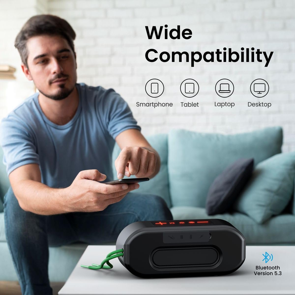 Portronics Pixel 3 20W Portable Wireless Bluetooth Speaker with Upto 7Hour Playtime, TWS Connectivity, RGB Lights, FM, AUX,TF Card & USB Drive, IPX7 Water Resistant, Type C Charging Port(Black) - Image 4