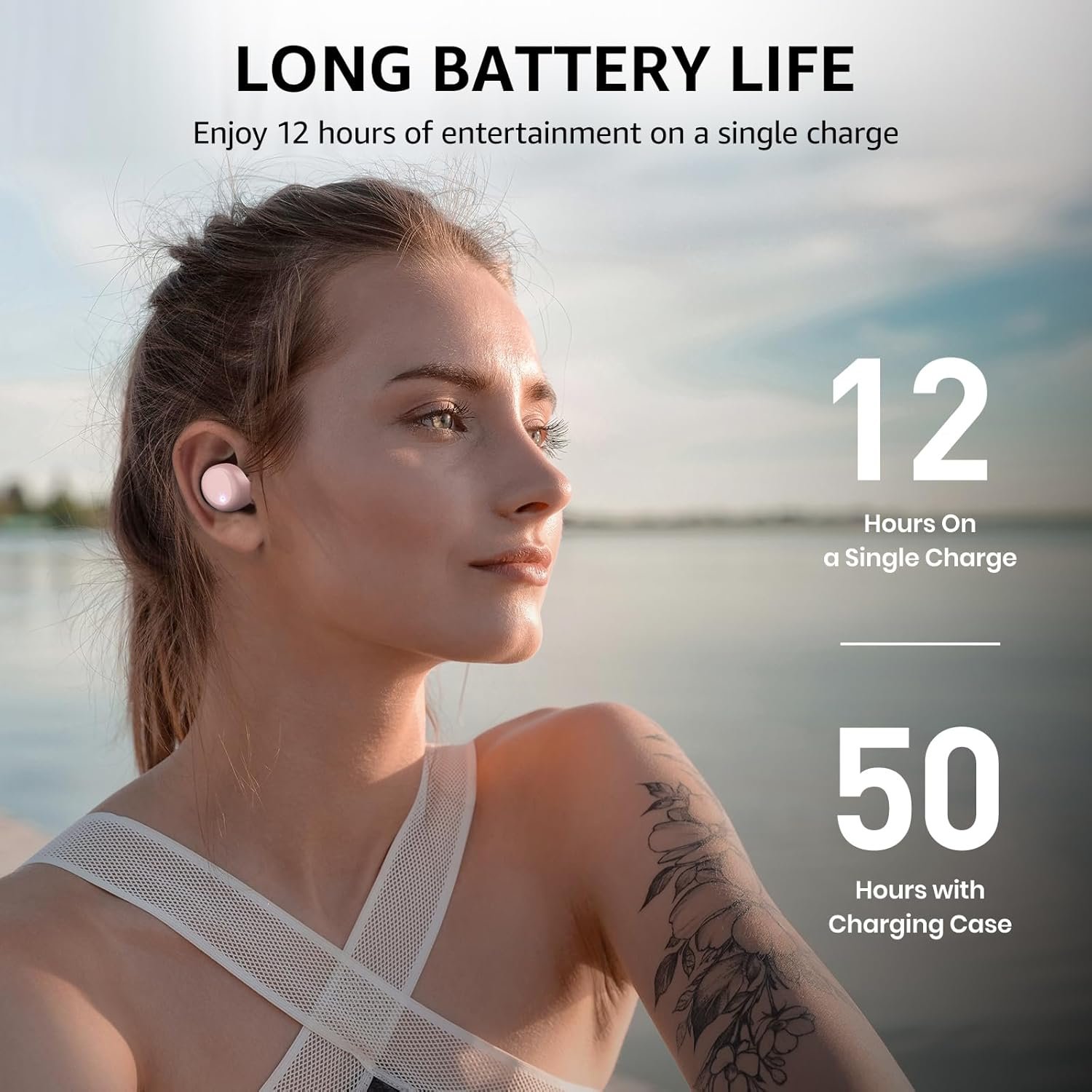 TOZO T6 (Ergonomic Edition) Wireless Earbuds Bluetooth 5.3 Headphones, Ergonomic Design in-Ear Headset, 50Hrs Playtime with Wireless Charging Case, APP EQ Customisable, IPX8 Waterproof, 2025 Version - Image 6