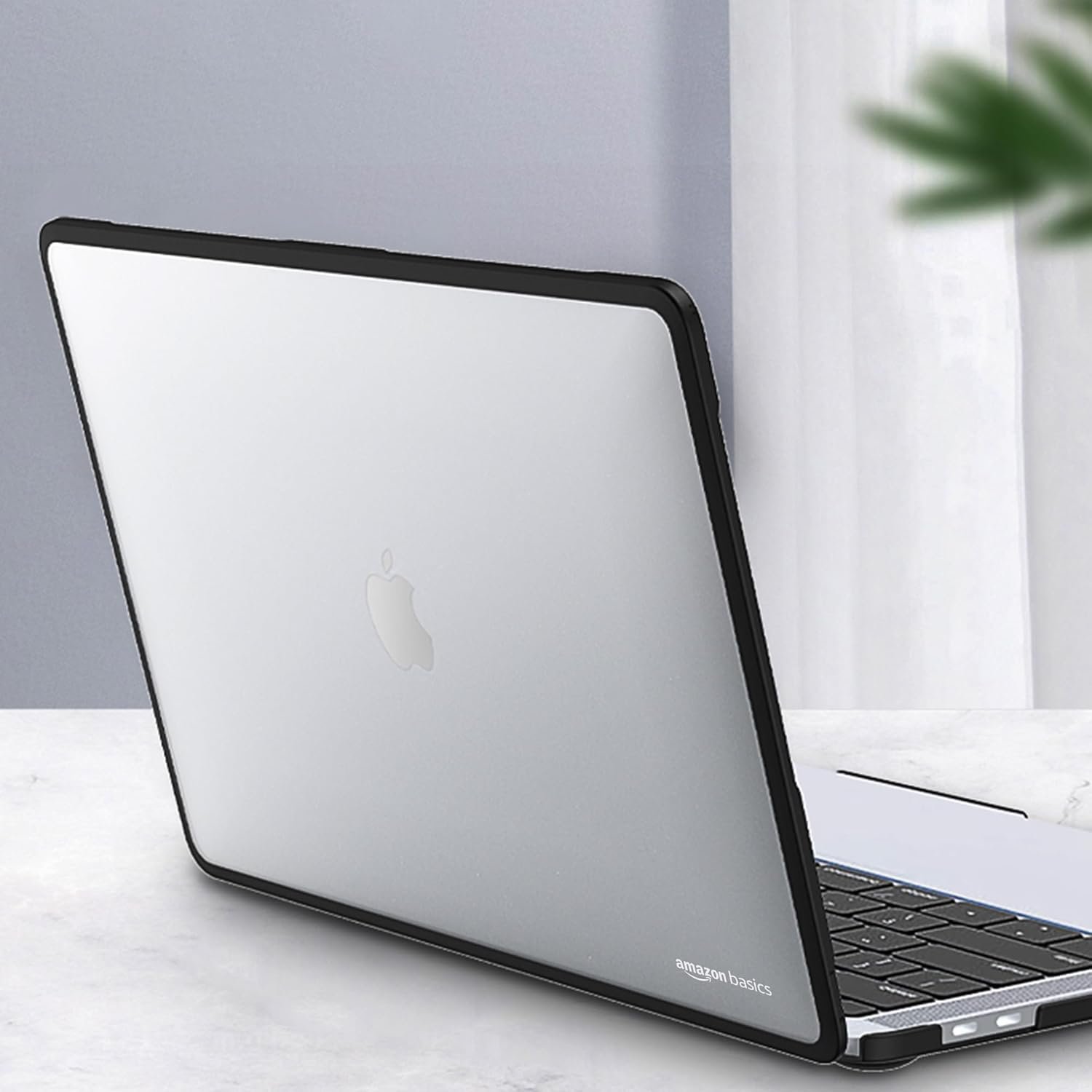 Amazon Basics Hard Shell Laptop Cover for MacBook Air 13-inch with Touch ID (Model M2) | Anti-Fingerprint Case (Matte Black & Semi-Transparent) - Image 4