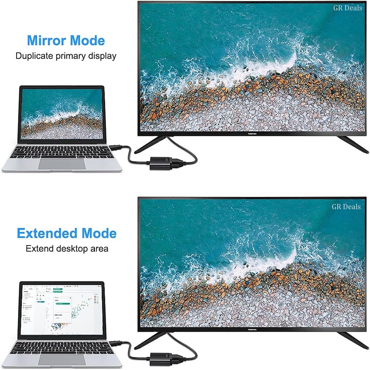 GR Deals HDMI Male to VGA Female with Audio Cable Converter Adapter HDMI to VGA 1080P Gold-Plated Adapter Compatible with HDTV, Computer, Laptop. One Cable. (Black) - Image 6